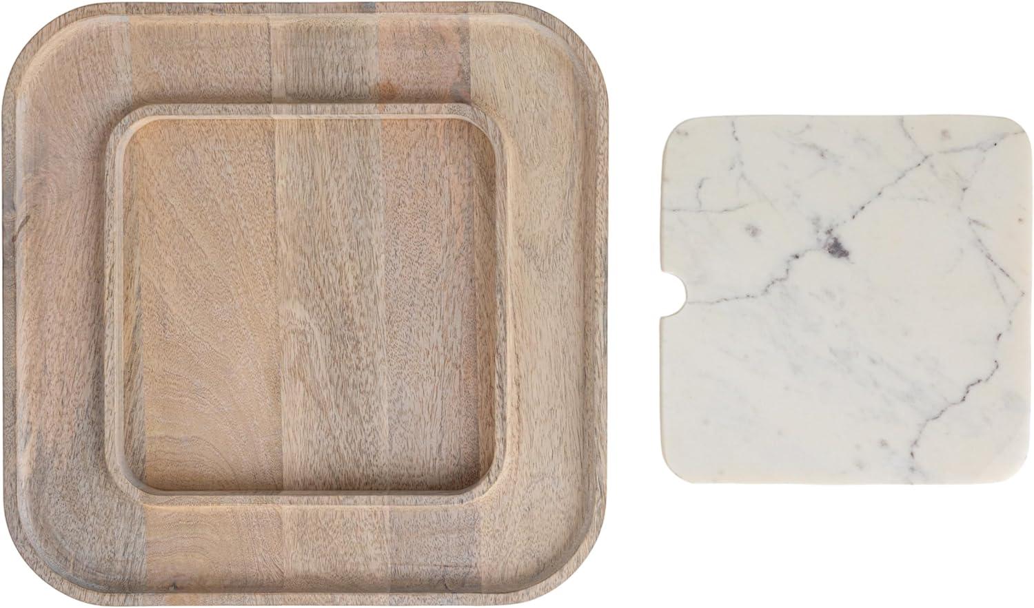 Marble And Wood Cutting Board On A Dish