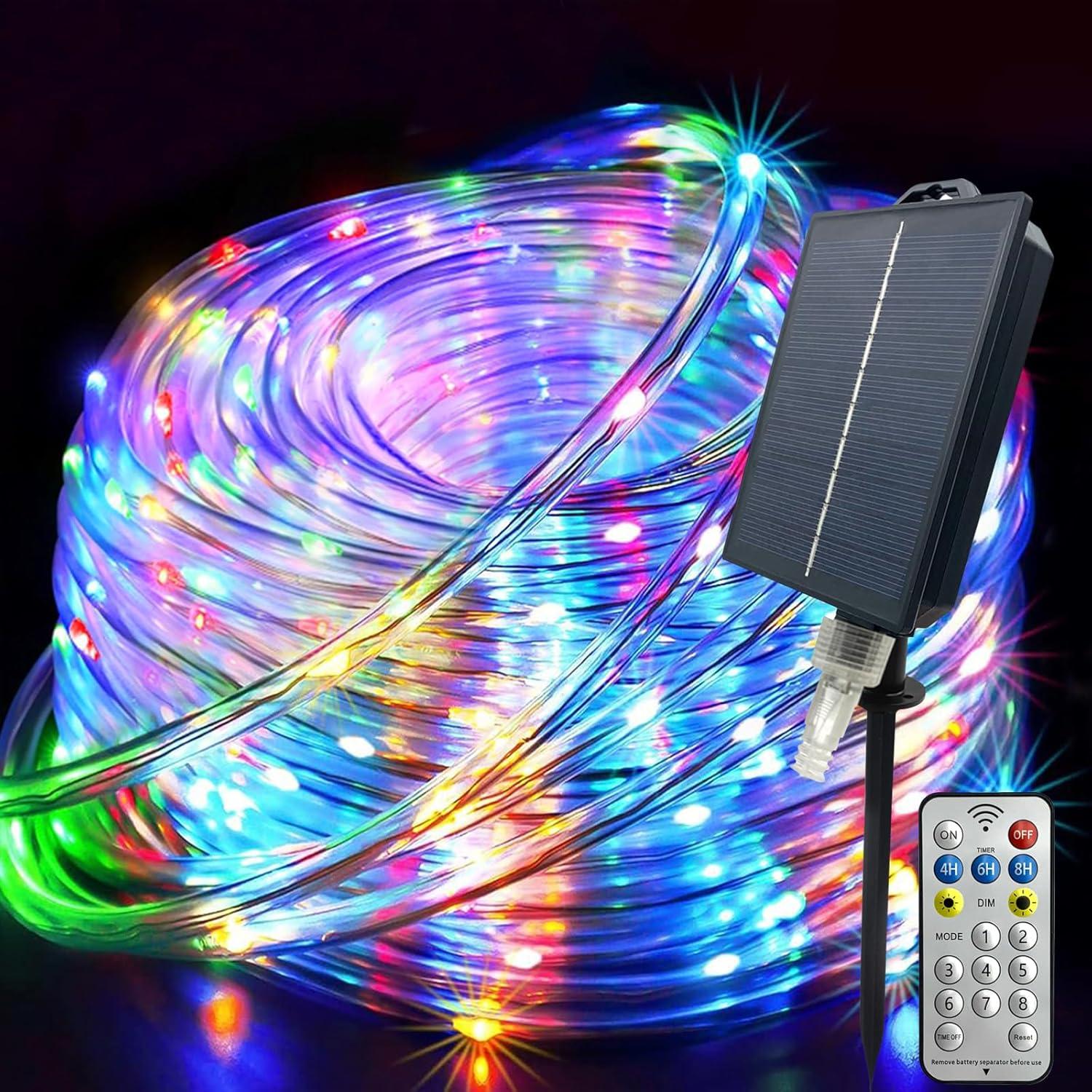 66ft Multicolor Solar Powered LED Outdoor Rope Lights