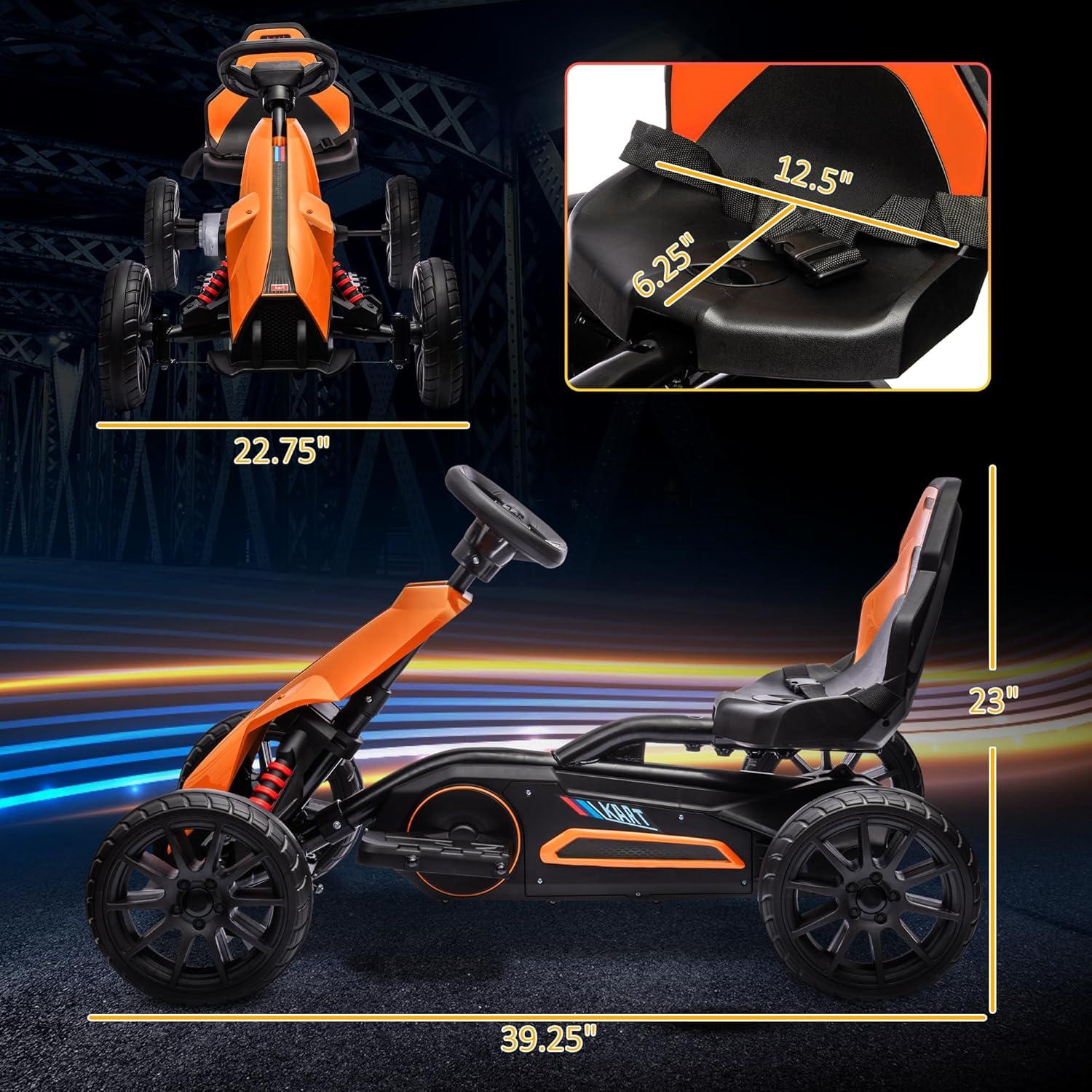 12V Orange Electric Go-Kart with EVA Wheels