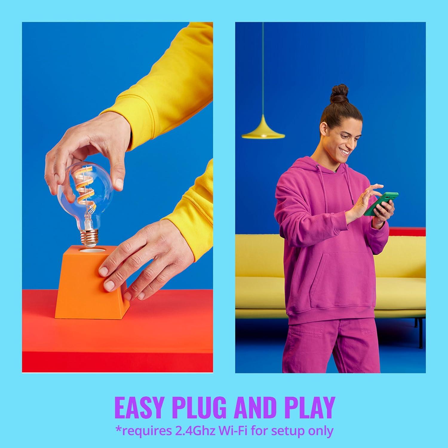 WiZ Connected Color G25 Color Filament LED Smart Bulb - Pack of 1-300 Lumen - E26, Indoor - Connects to Your Existing Wi-Fi - Control with Voice or App + Activate with Motion - Matter Compatible