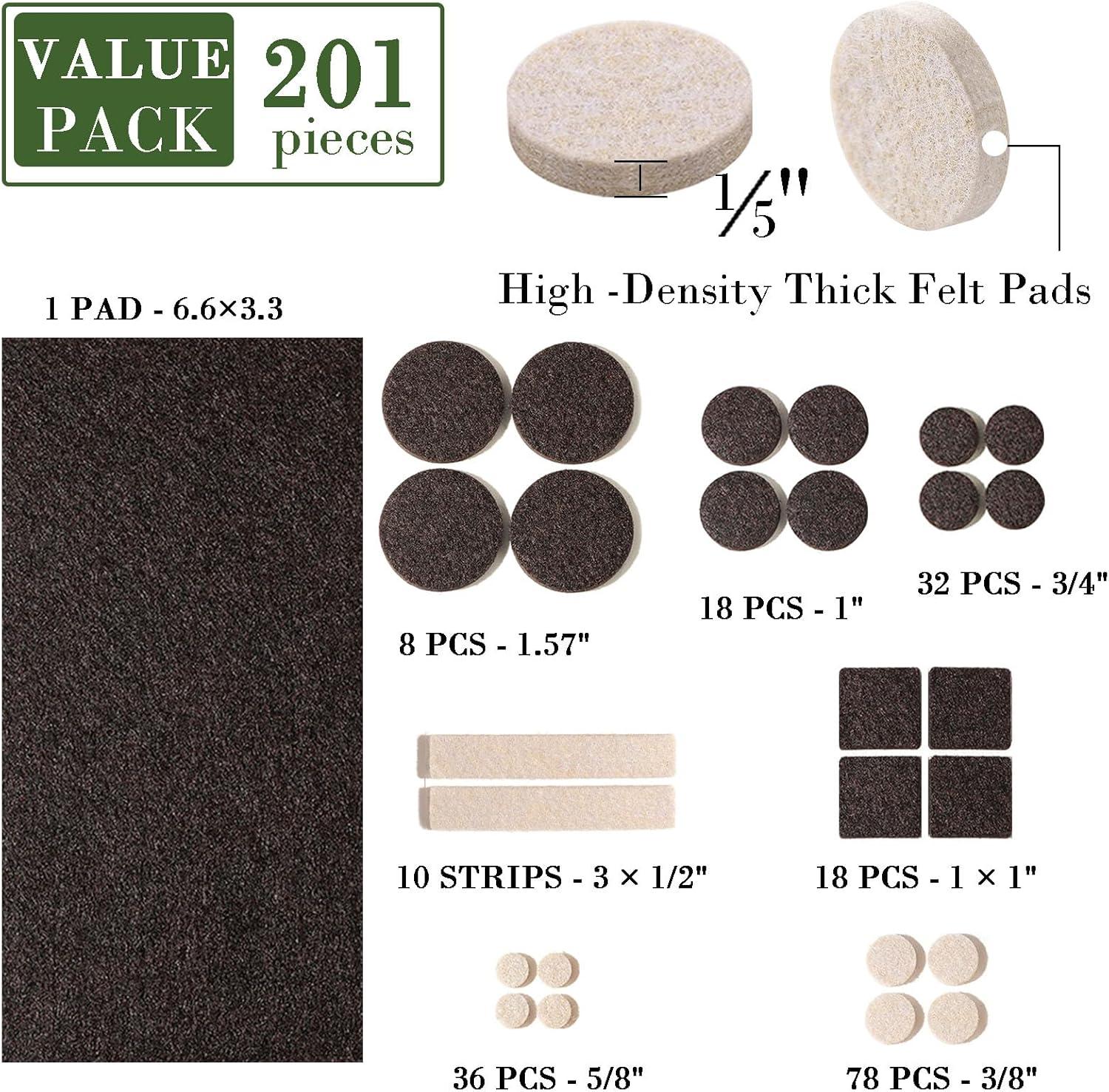 Fursafe&Q Felt Furniture Pads, Furniture Felt Pads for Hardwood Floors -Self Adhesive Chair Leg Floor Protectors, Protect from Nicks, Dents and Scratches, Chair Feet Protectors 136 Pcs Chair Feet