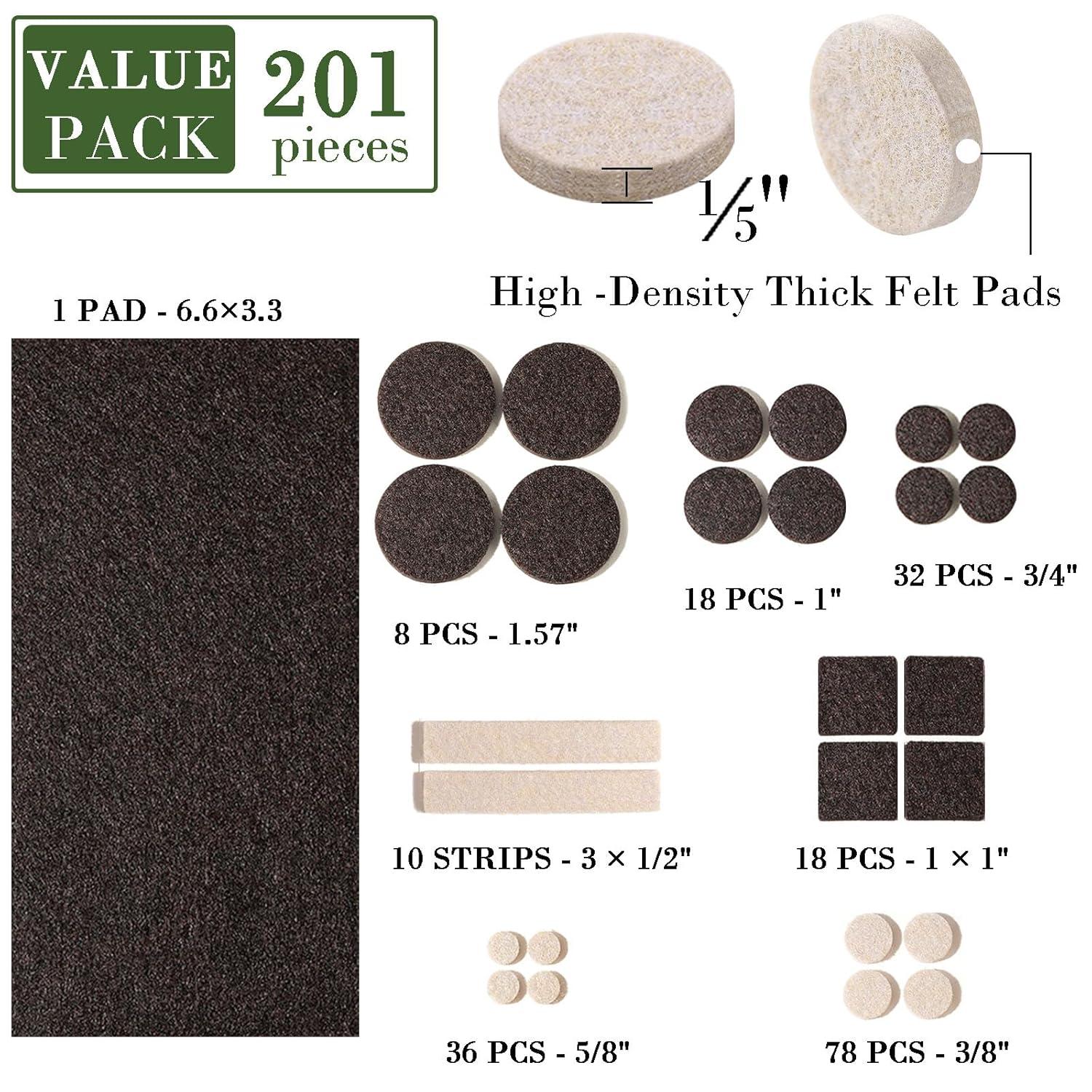 Fursafe&Q Felt Furniture Pads, Furniture Felt Pads for Hardwood Floors -Self Adhesive Chair Leg Floor Protectors, Protect from Nicks, Dents and Scratches, Chair Feet Protectors 136 Pcs Chair Feet