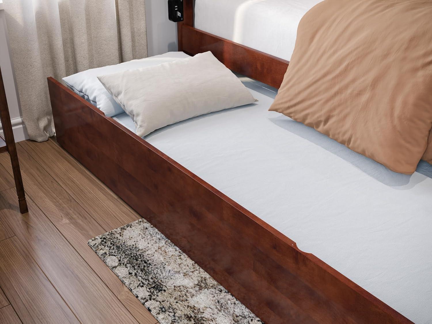 AFI Canyon Walnut Solid Wood Platform Bed with Matching Footboard & Twin-XL Trundle, King