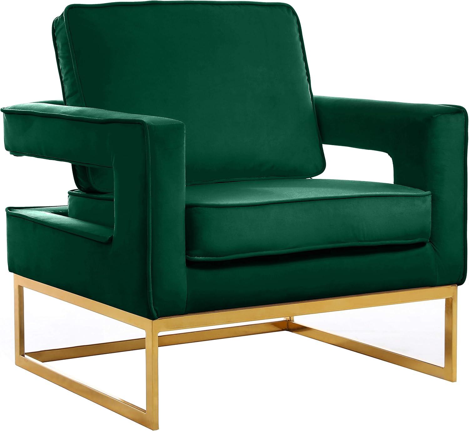 Meridian Furniture Noah Green Velvet Accent Chair with Gold Iron Base