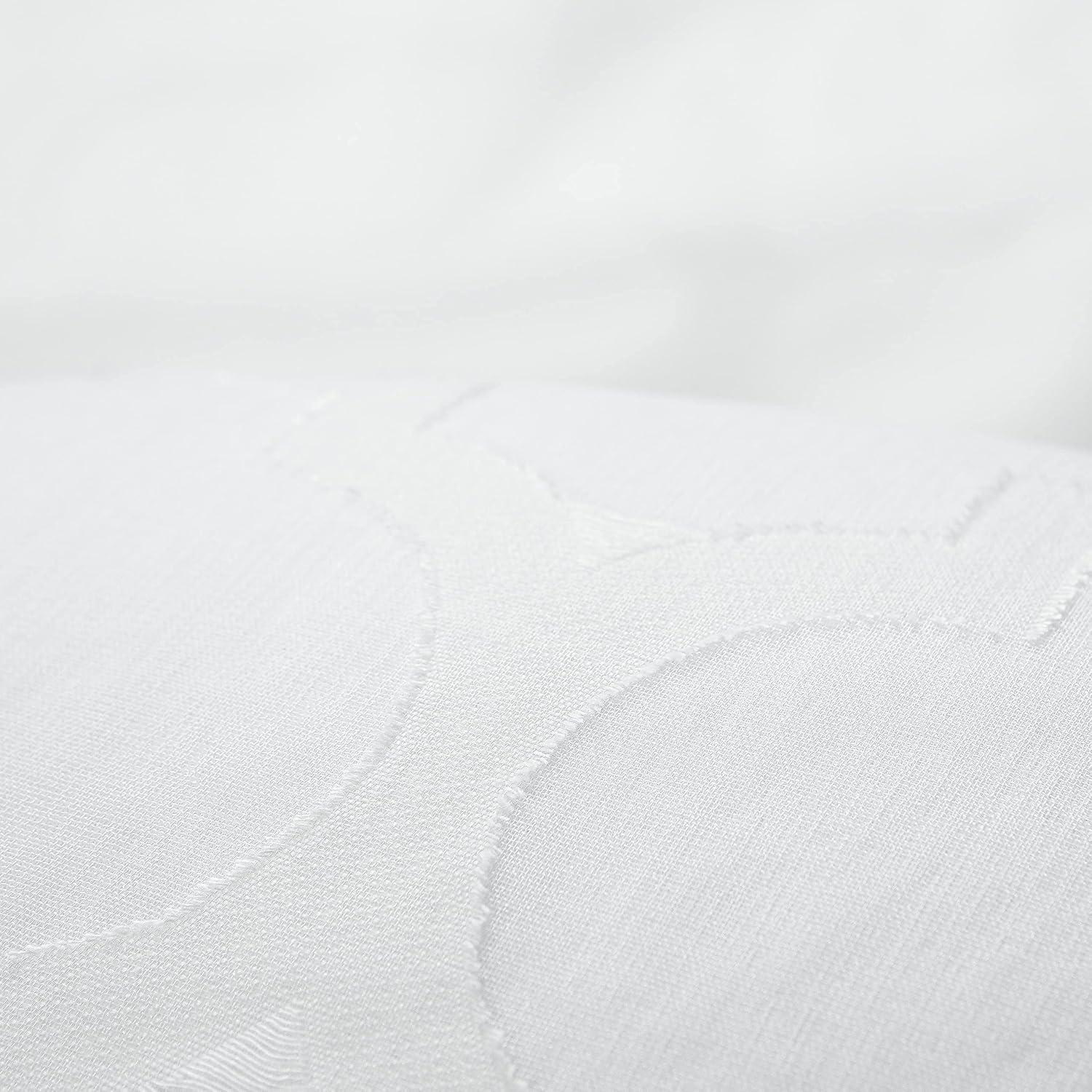 Chanasya 2pk Quatrefoil Voile Sheer Window Curtain Panels - Set of 2 - 52 x 63 Inches Long - White