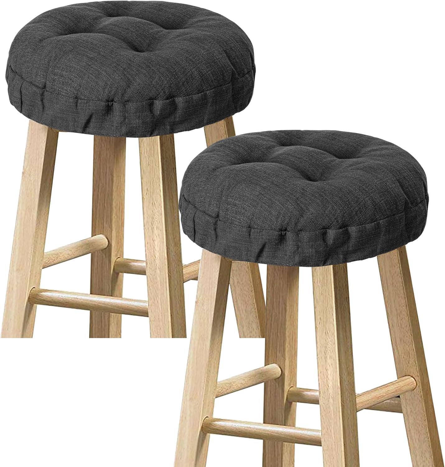 Sunlit Bar Stool Covers - Set of 2 Round Bar Stool Seat Covers, Soft and Cushioned Bar Chair Covers, Easy to Install and Wash, Cover Only, 12 Inch Diameter, Black