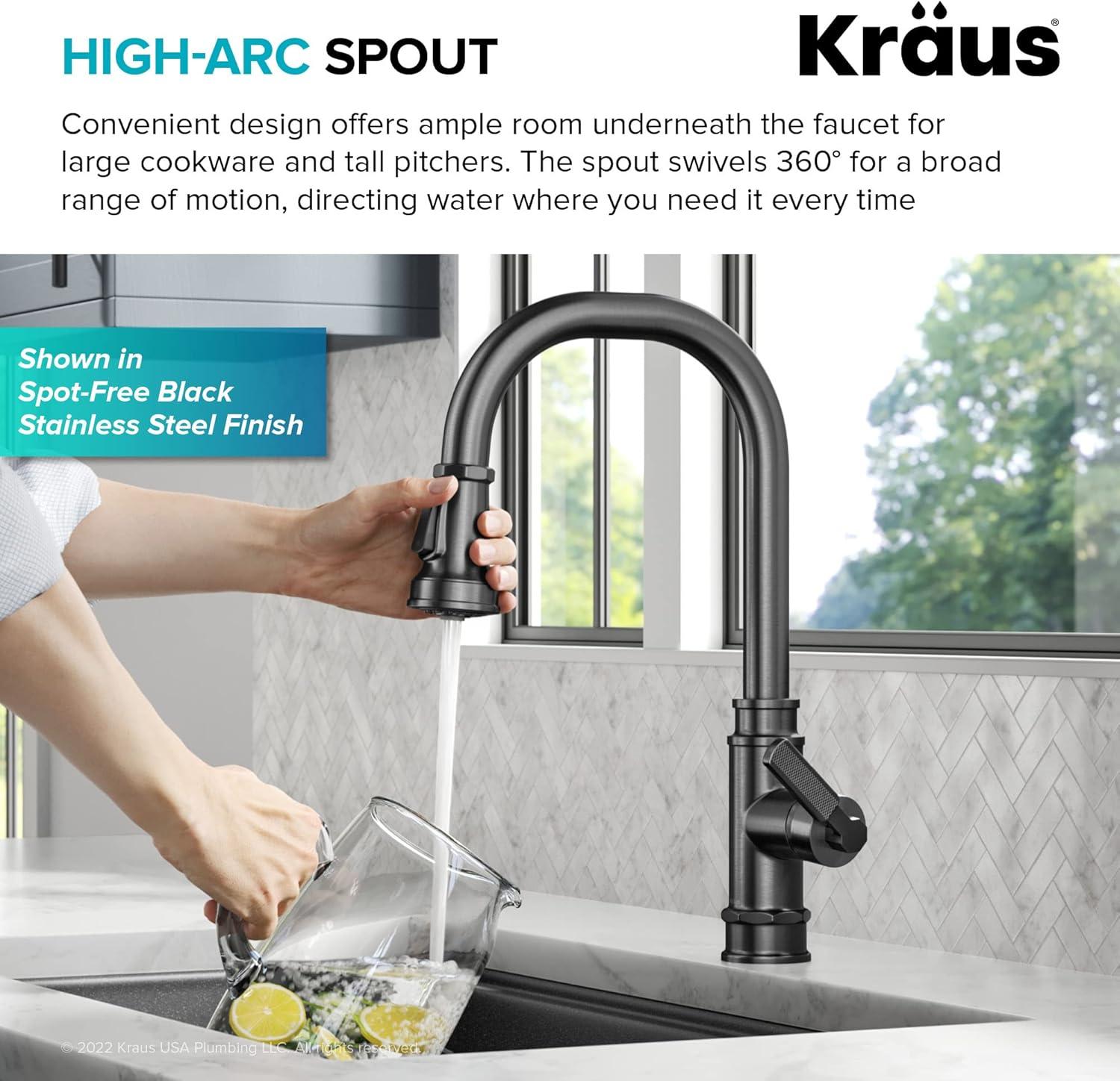 KRAUS Allyn Transitional Industrial Pull-Down Single Handle Kitchen Faucet in Chrome