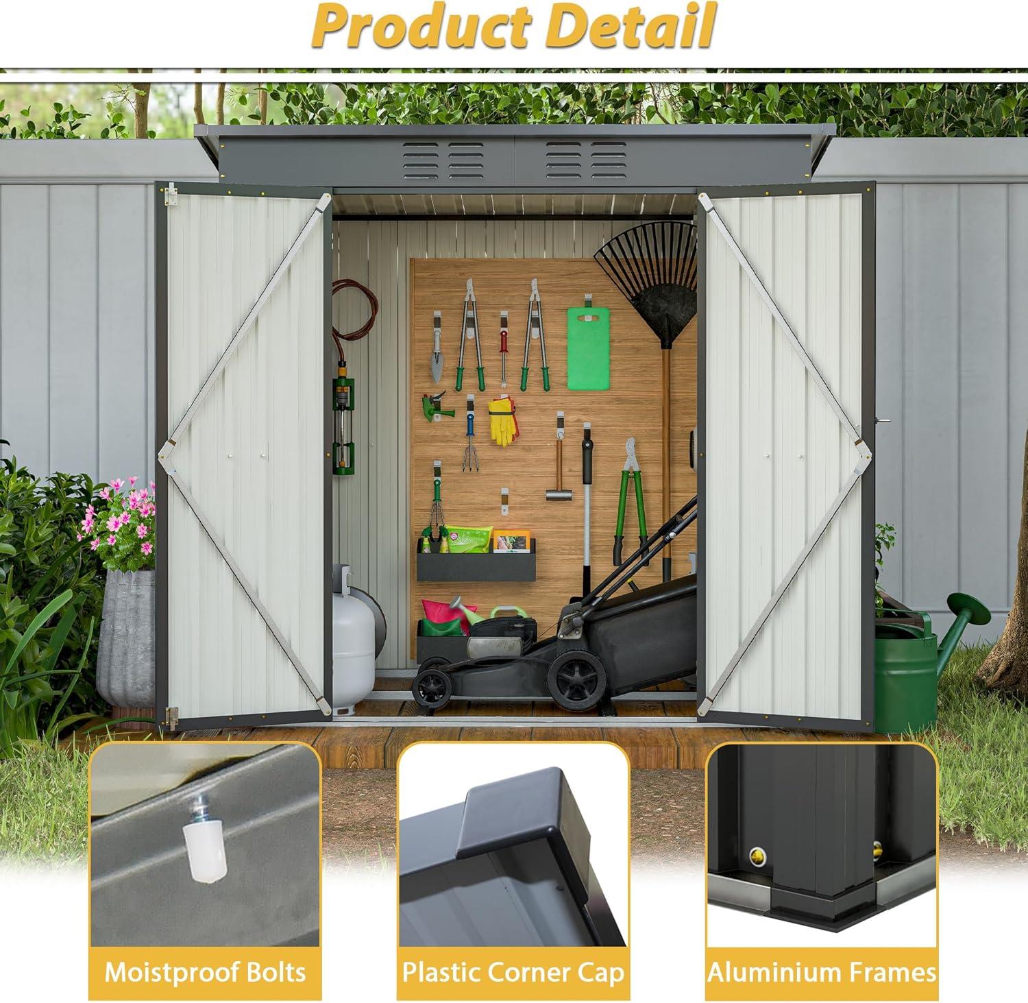 6 x 4 ft Outdoor Storage Shed, All Weather Tool Shed for Garden, Backyard, Lawn, Black