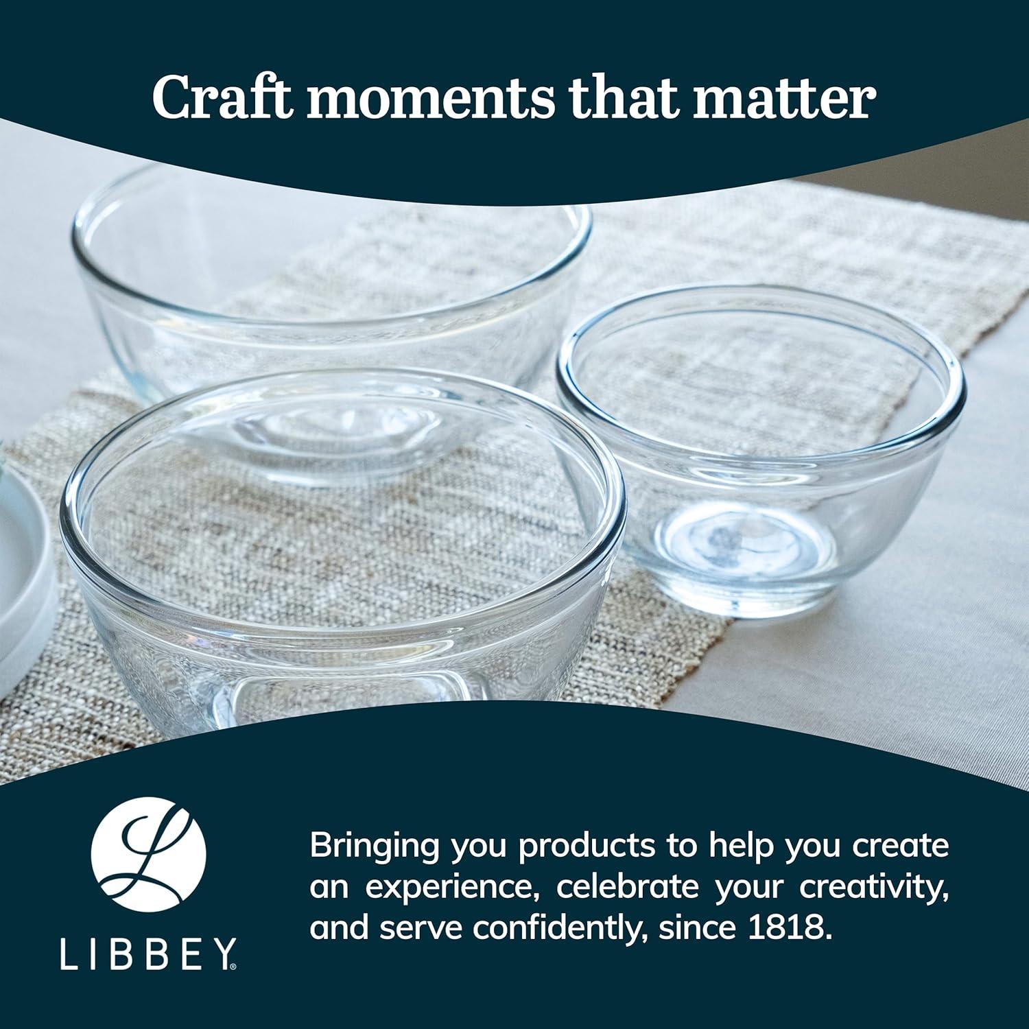 Libbey Baker's Basics 3 Piece Glass Mixing Bowl Set, Multi-Size (Set of 3)