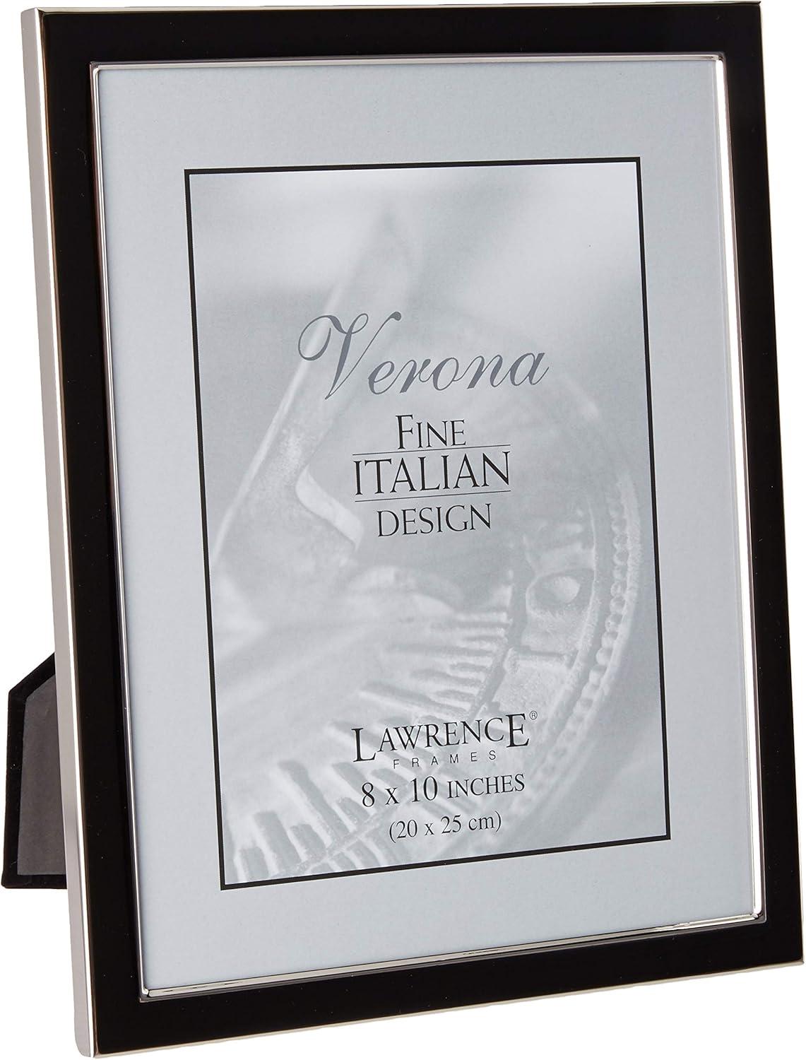 Elegant 8x10 Black and Silver Metal Tabletop and Wall Picture Frame