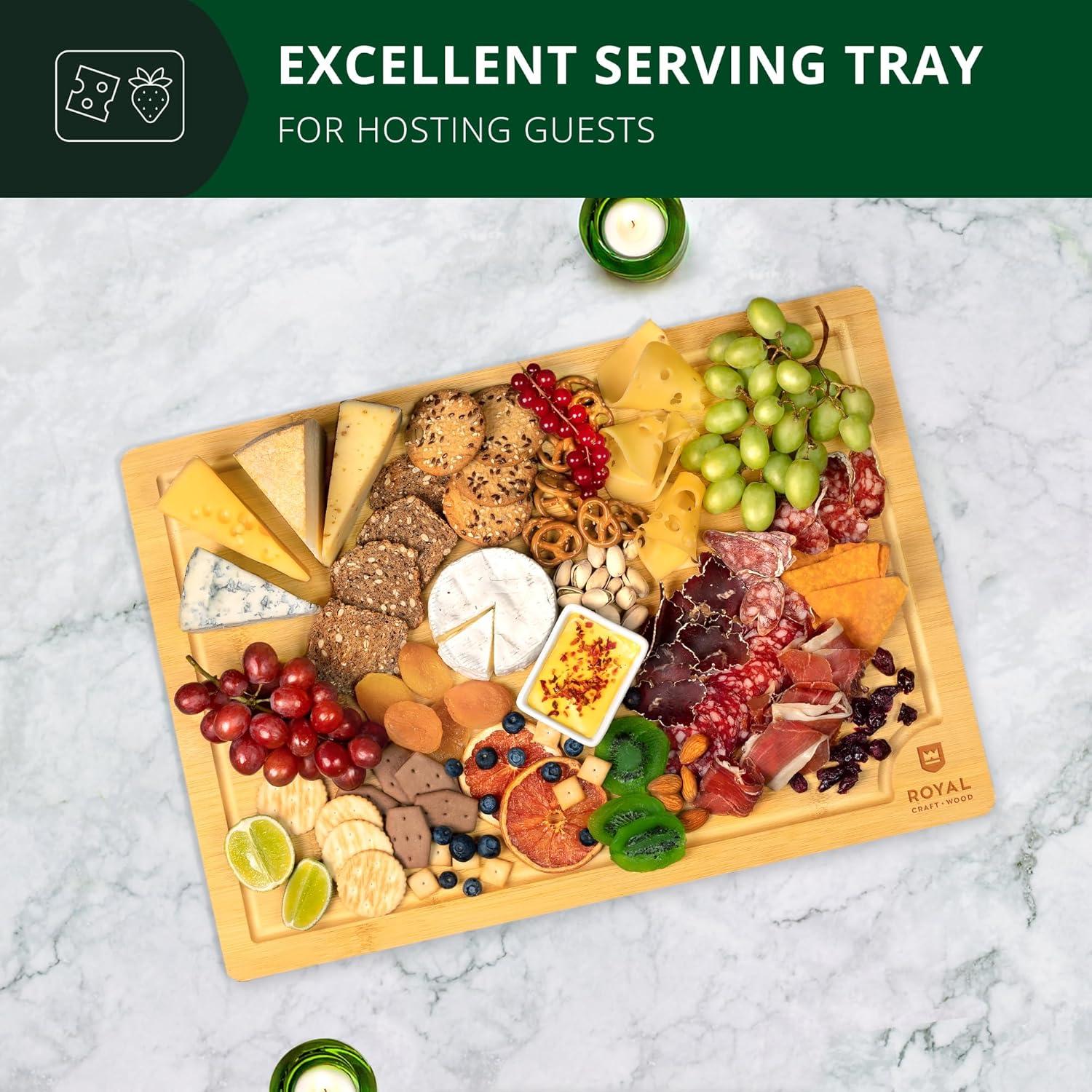 Royal Craft Wood Bamboo Cutting Board (XXL, 20”x14”)