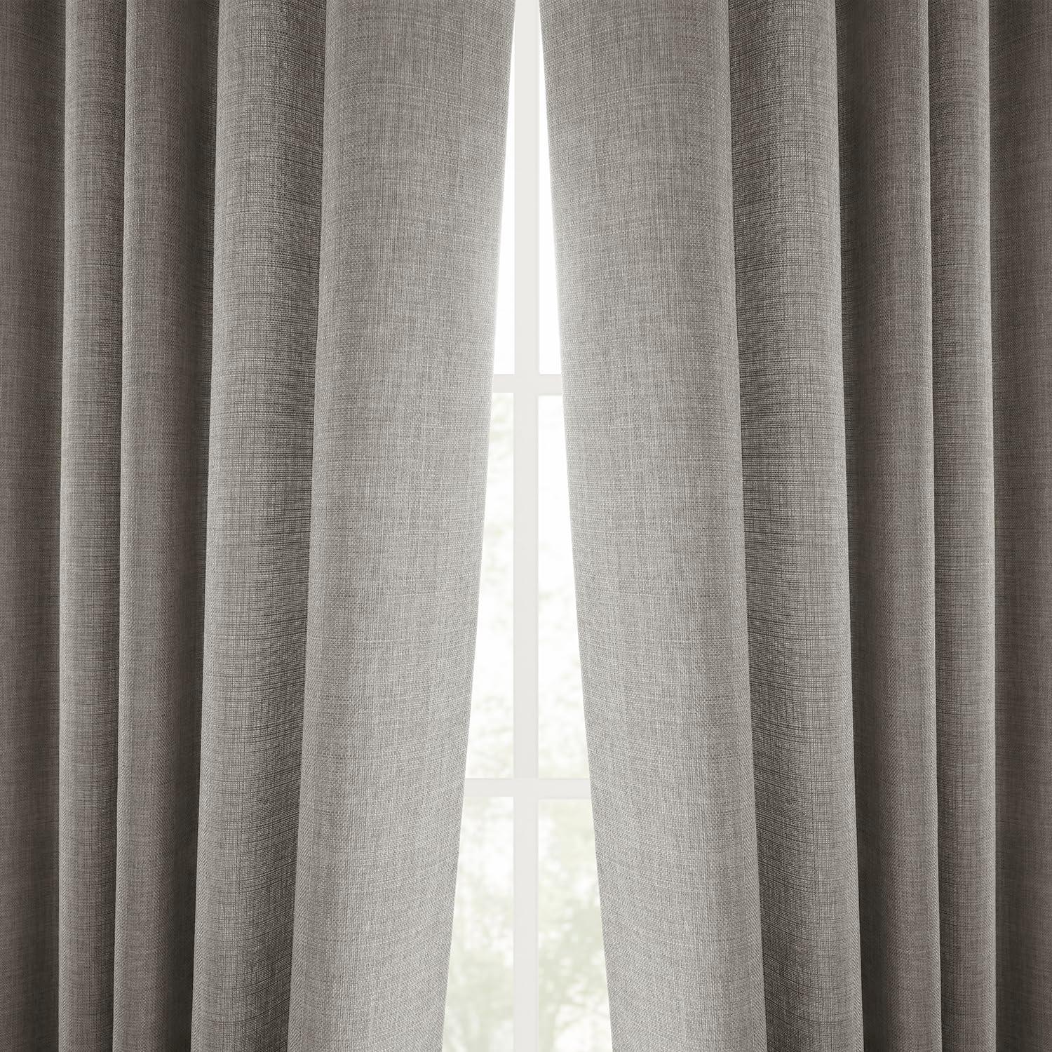 HPD Half Price Drapes Taupe Grey Italian Faux Linen Room Darkening Curtains with Rod Pocket - 1 Panel - Window Curtains for Living Room & Curtains for Bedroom, 50W X 84L