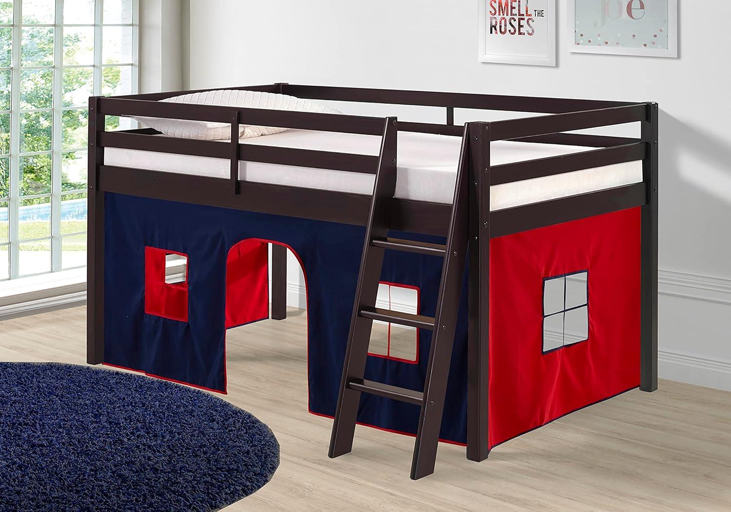 Alaterre Roxy Junior Loft - Espresso with Blue and Red Bottom Tent