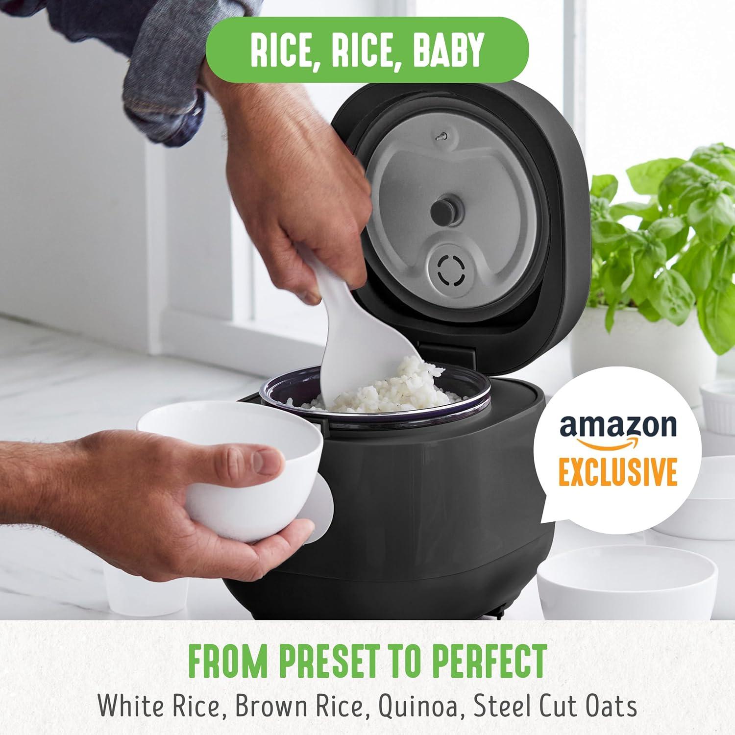 Black 4-Cup Digital Ceramic Nonstick Rice Cooker