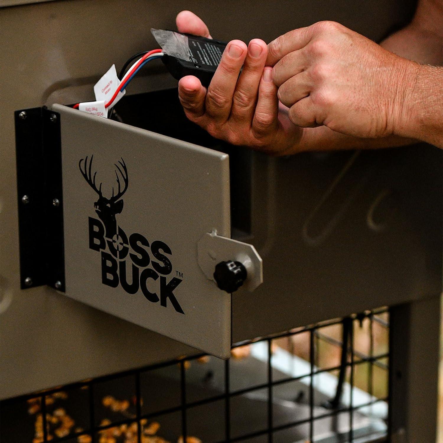 Boss Buck 600 lb Beige Steel Programmable Game Feeder with Solar Panel