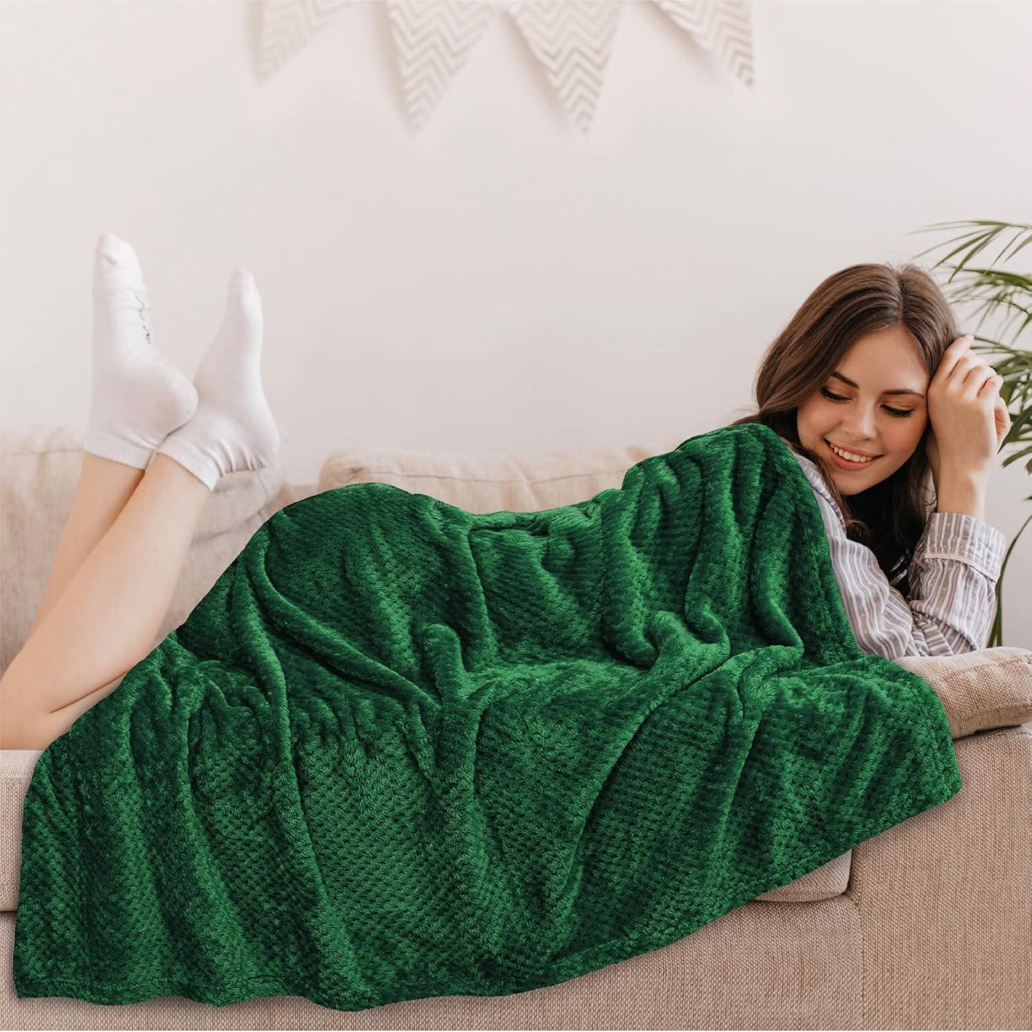 PAVILIA Soft Waffle Blanket Throw for Sofa Bed, Lightweight Plush Warm Blanket for Couch