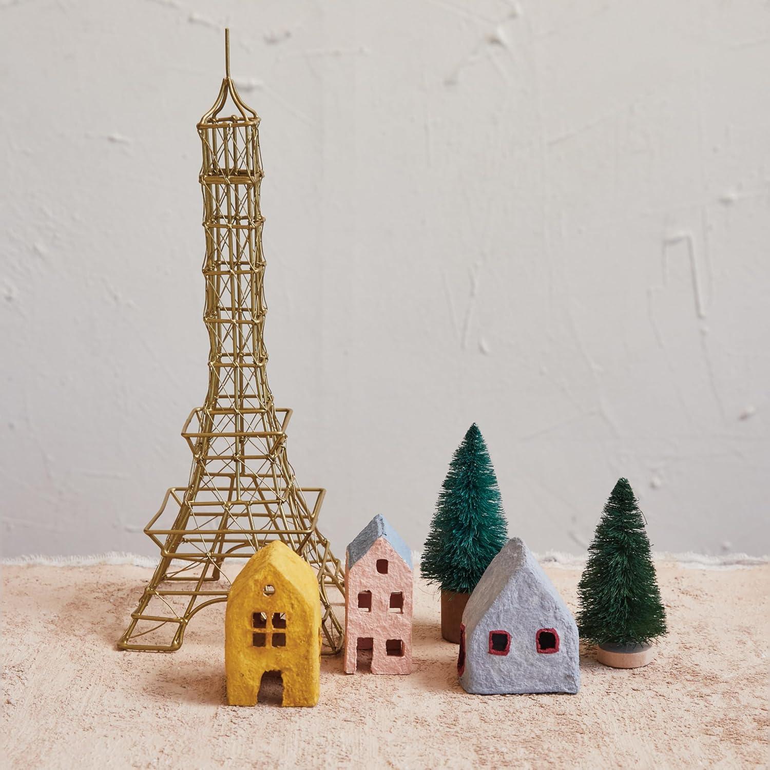 Antique Brass Metal Wire Eiffel Tower Figurine, 13" Height