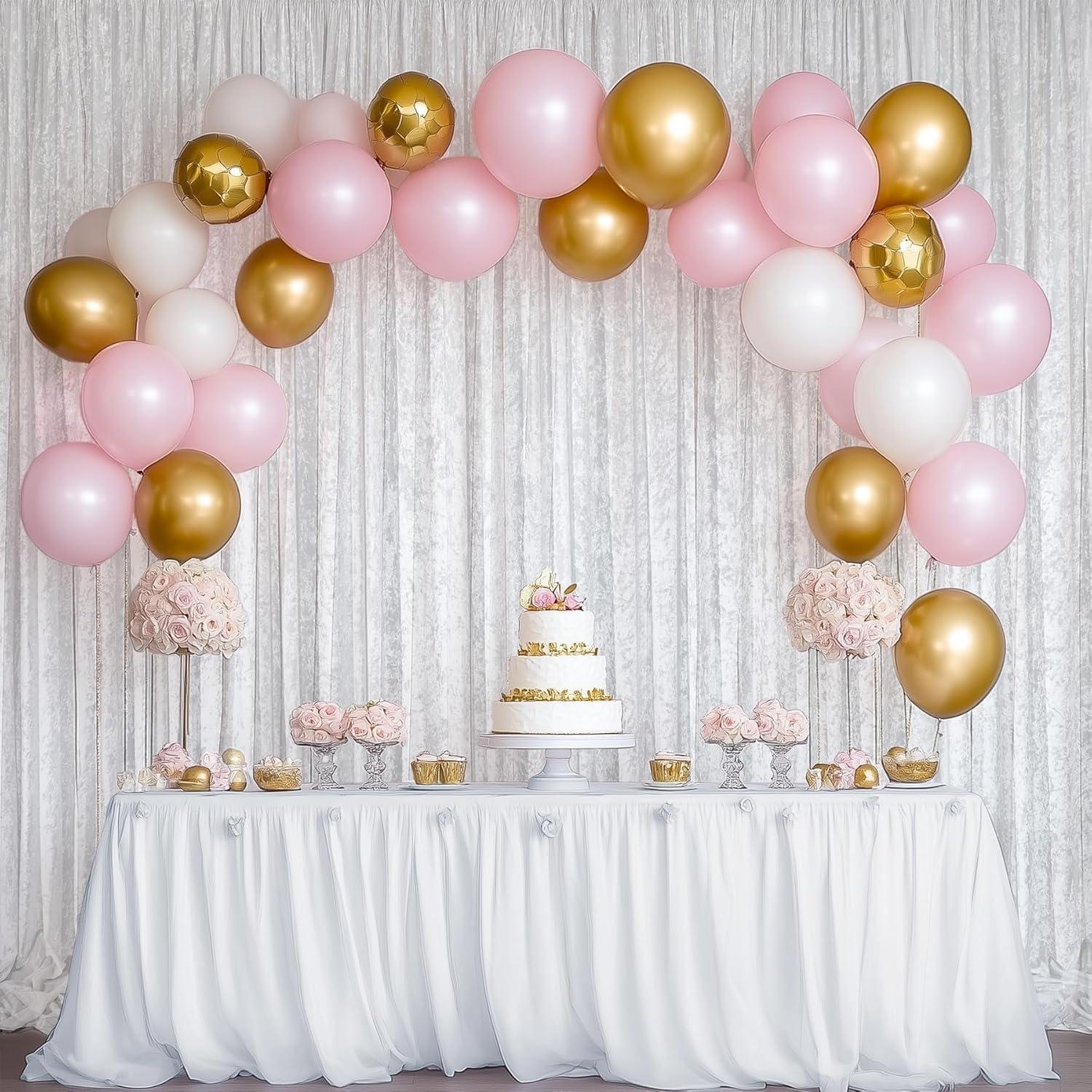 10x10ft White Backdrop Curtain for Parties Wrinkle Free Wedding Baby Curtain Backdrops for Birthday Party