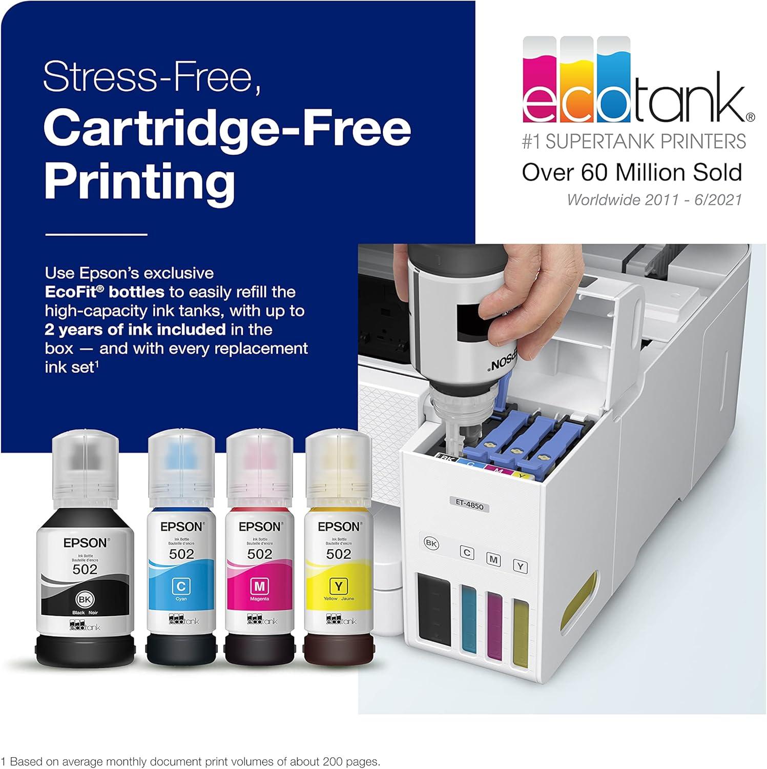 Epson EcoTank ET-4850 All-in-One Cartridge-Free Supertank Printer - White