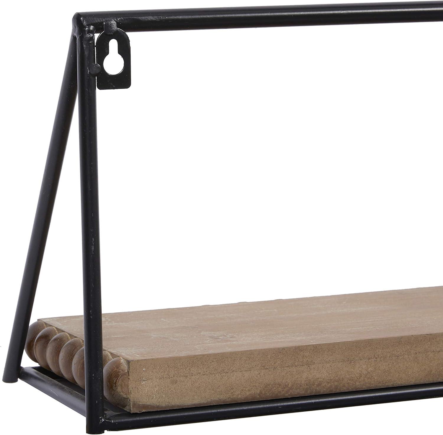 DecMode 24",19",14"L Metal Industrial Wall Shelf, Black, 3 - Pieces
