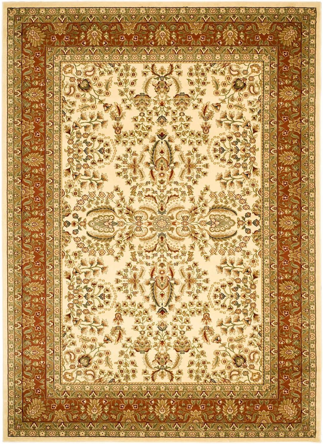 Ivory Floral 9' x 12' Stain-Resistant Synthetic Area Rug