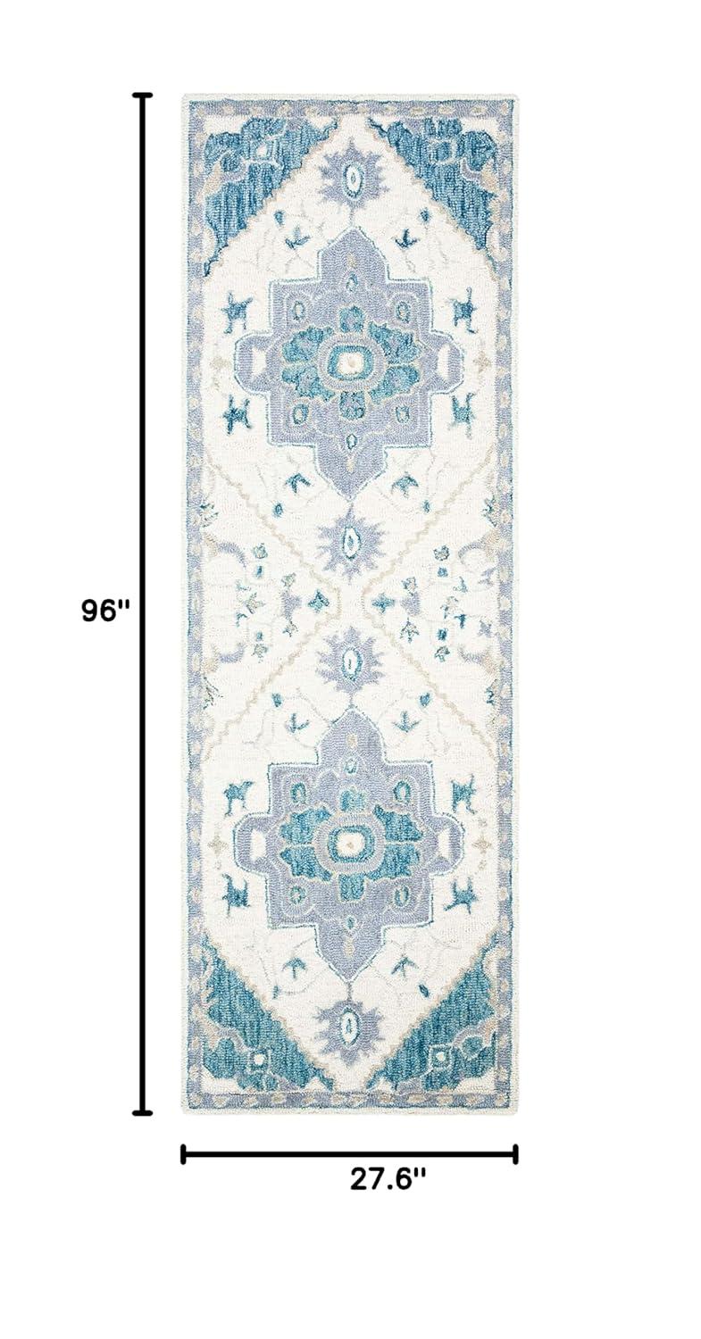 Micro-Loop MLP503 Hand Tufted Indoor Runner Rug - Ivory/Navy - 2'3"x7' - Safavieh