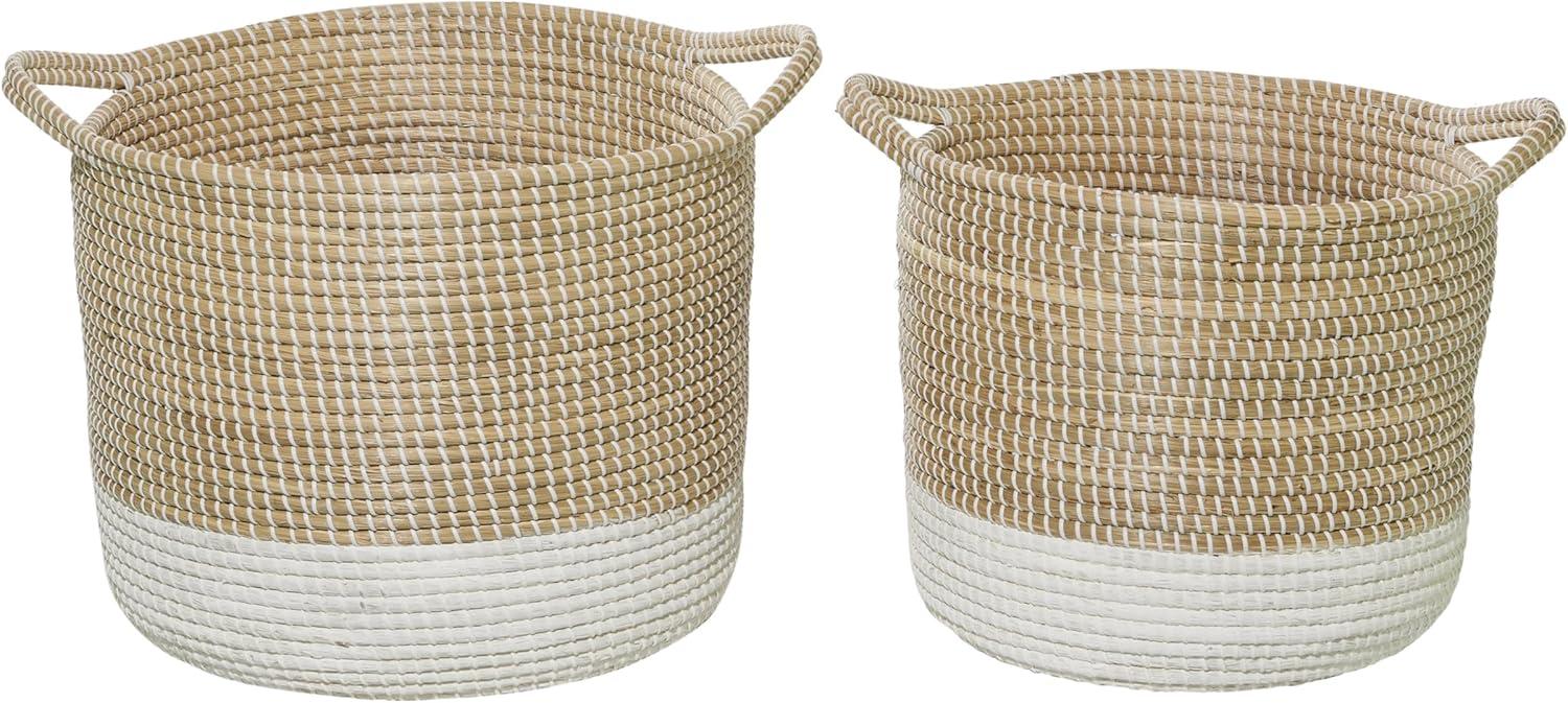 DecMode 18", 20" Brown Sea Grass Contemporary Storage Basket, 2 - Pieces