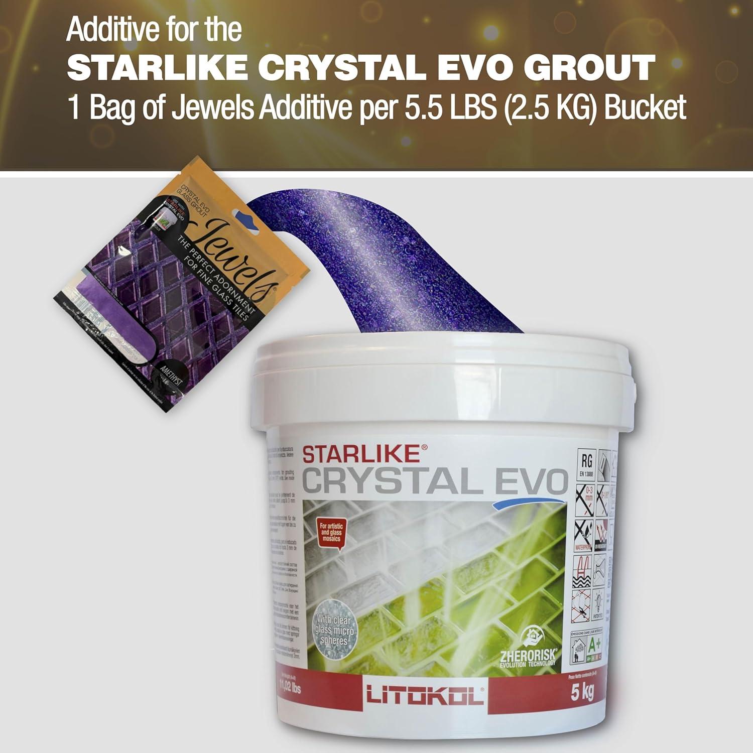 White Pearl 75 grams (1-Pack) Glass Grout Jewel and Starlike Crystal EVO 700 5.5 lb Grout Combo