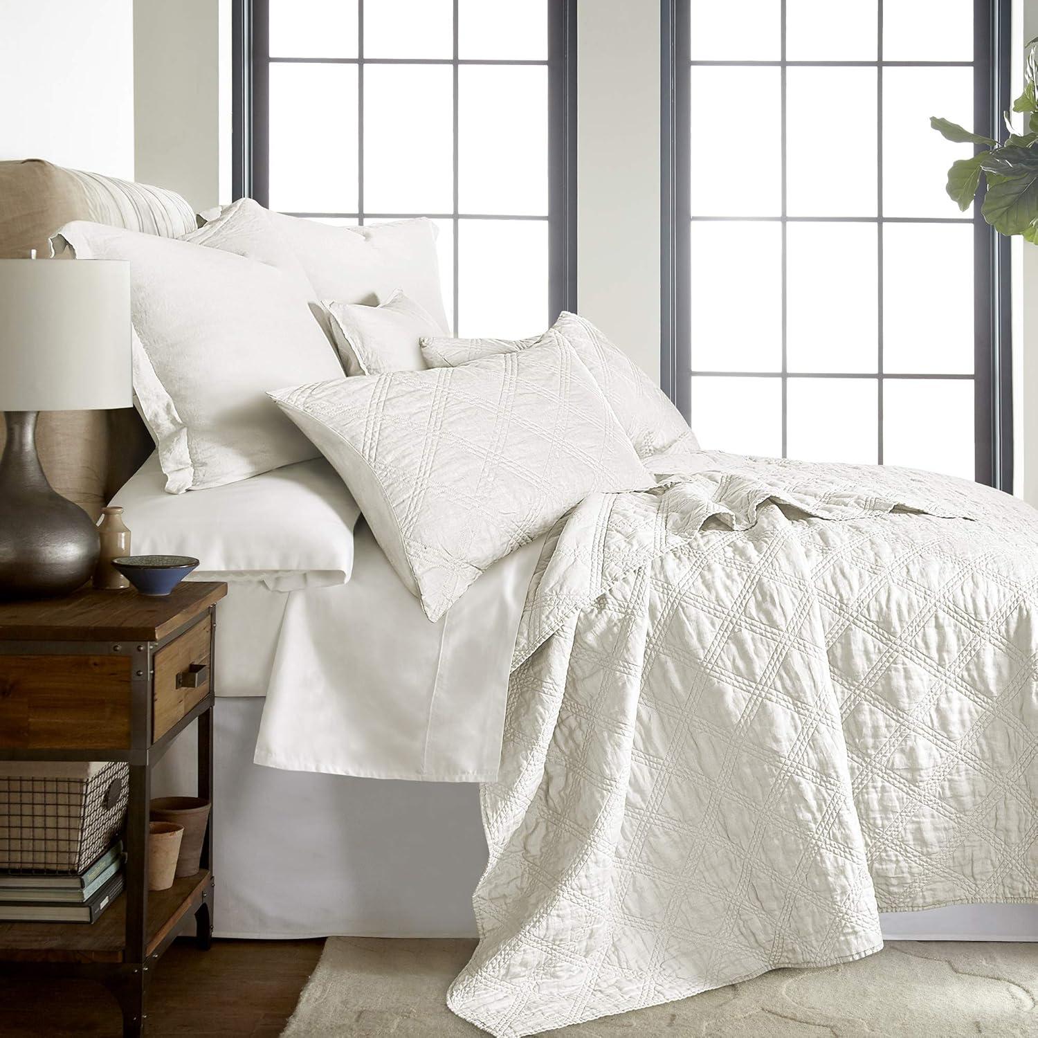 Linen Front/Cotton Back Twin/Twin XL Quilt - Cream - Levtex Home