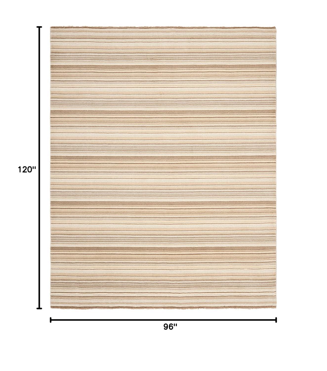 Gray and Natural Hand-Knotted Wool 8' x 10' Area Rug