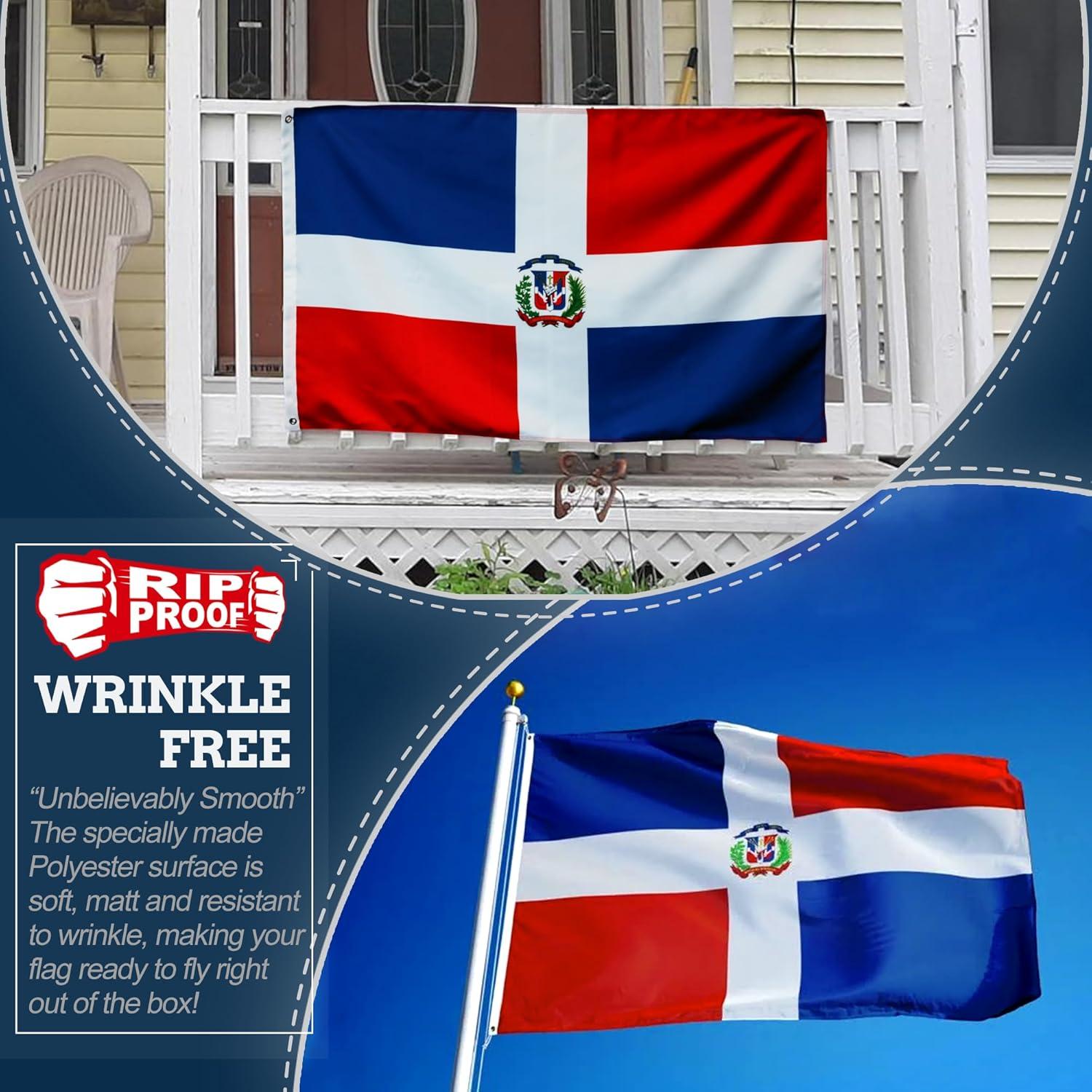 Anley Rip-Proof Double Sided 3-Ply Dominican Republic Flag 3x5 Foot - Dominican National Flags