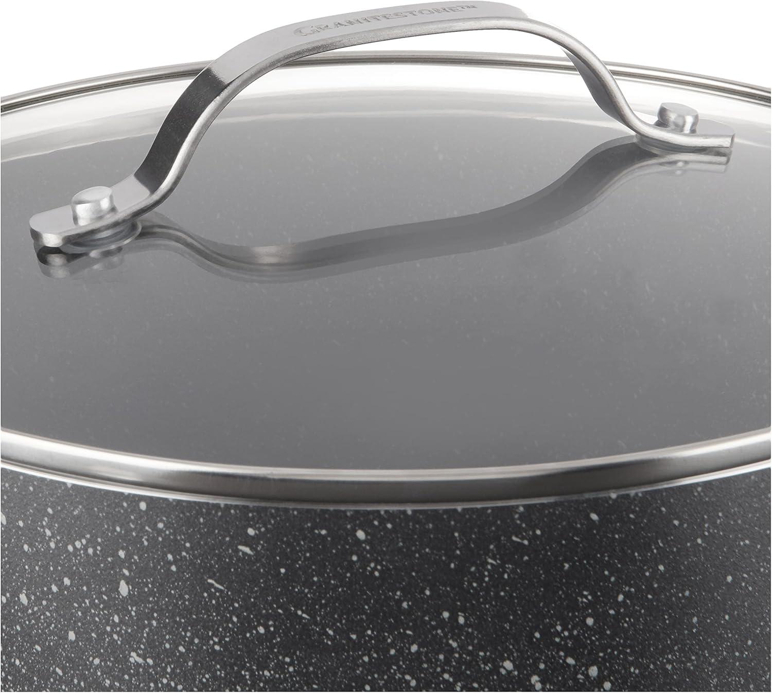 Granite Stone Black 5 Quart Nonstick Aluminum Stock Pot with Lid