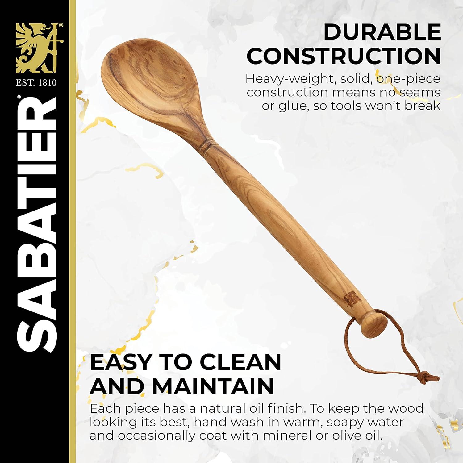 Handcrafted Olivewood Mixing Spoon with Unique Grain Patterns