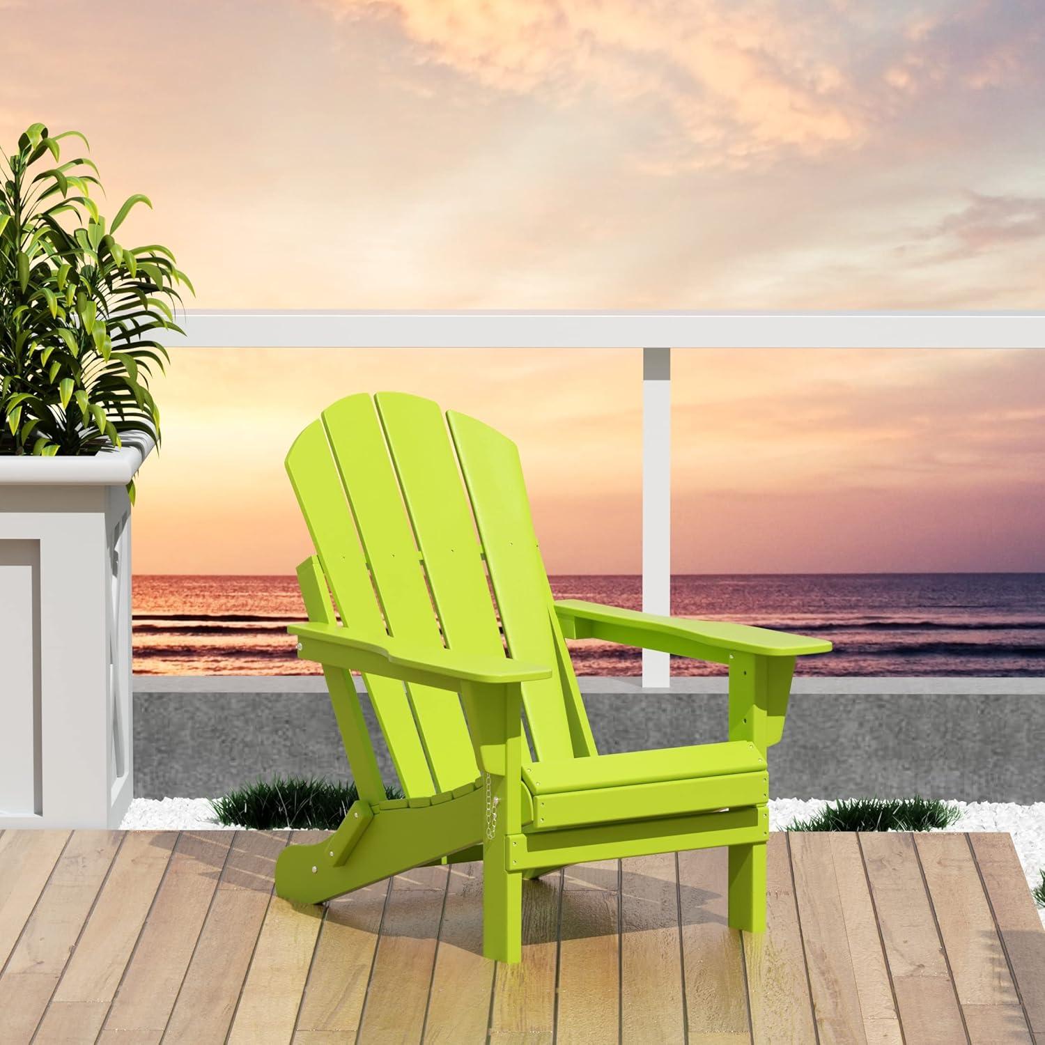 Lime Green HDPE Folding Adirondack Patio Chair