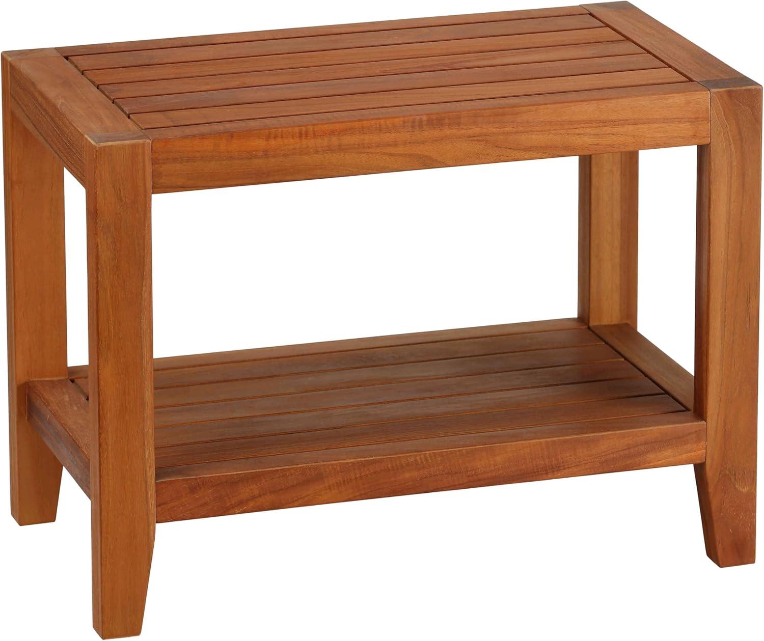 Bare Decor Serenity Spa 24" Bench with Shelf in Solid Teak Wood