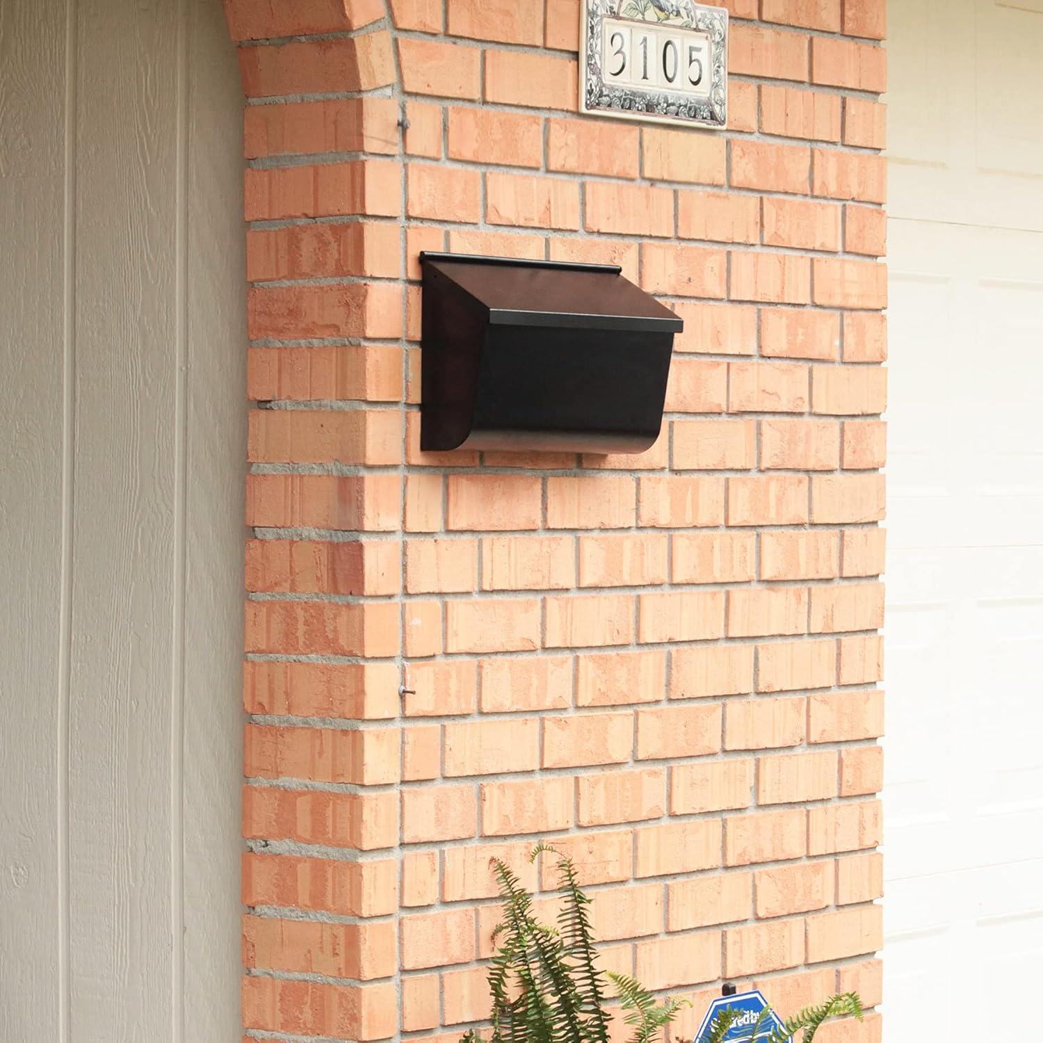 Medium Black Powder-Coated Steel Wall Mount Mailbox