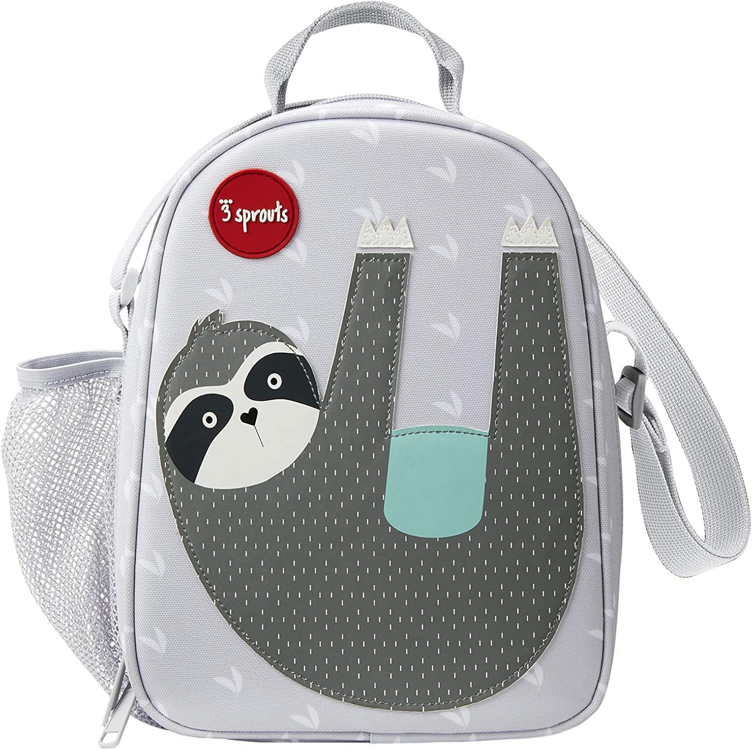 3 Sprouts Gray and Teal Sloth Insulated Kids Lunch Bag