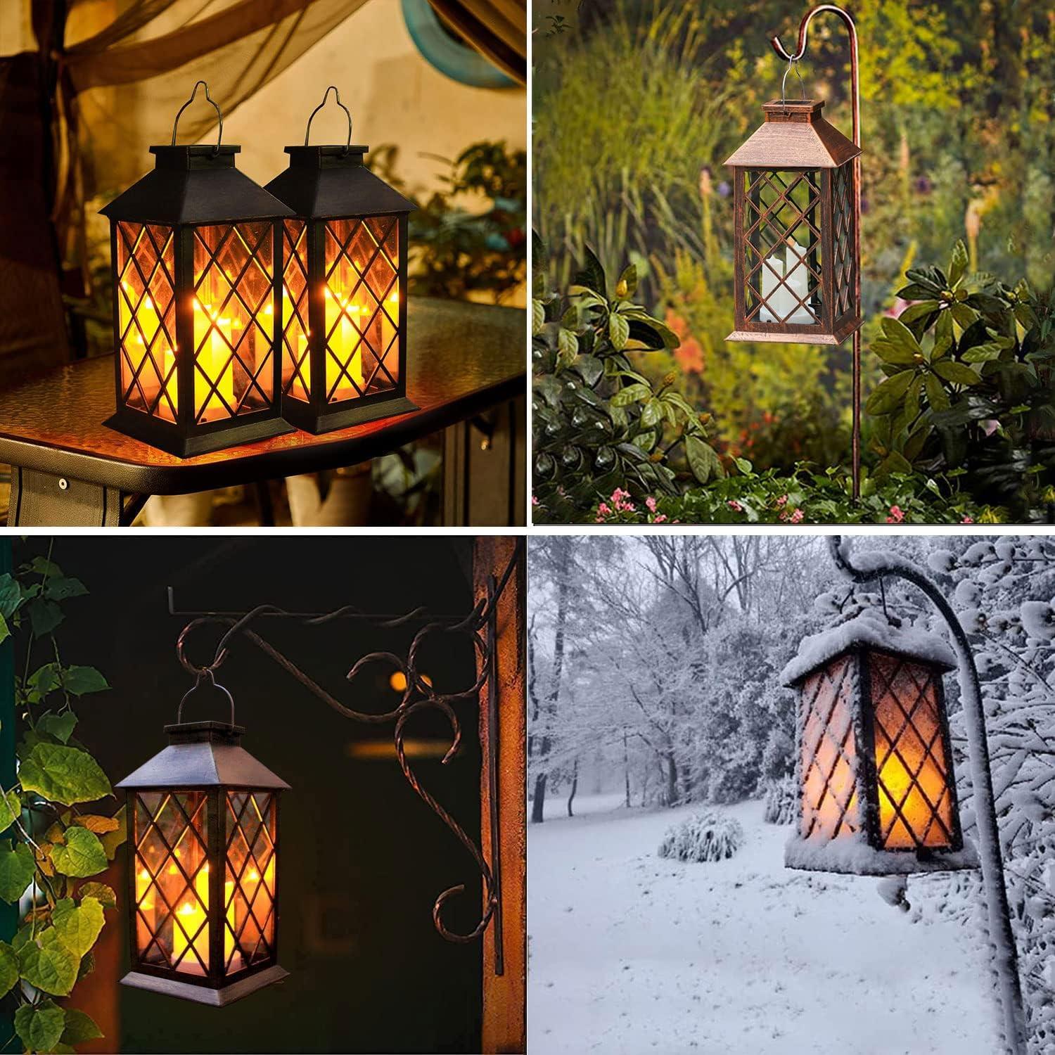 Black Solar Powered LED Flameless Garden Lantern