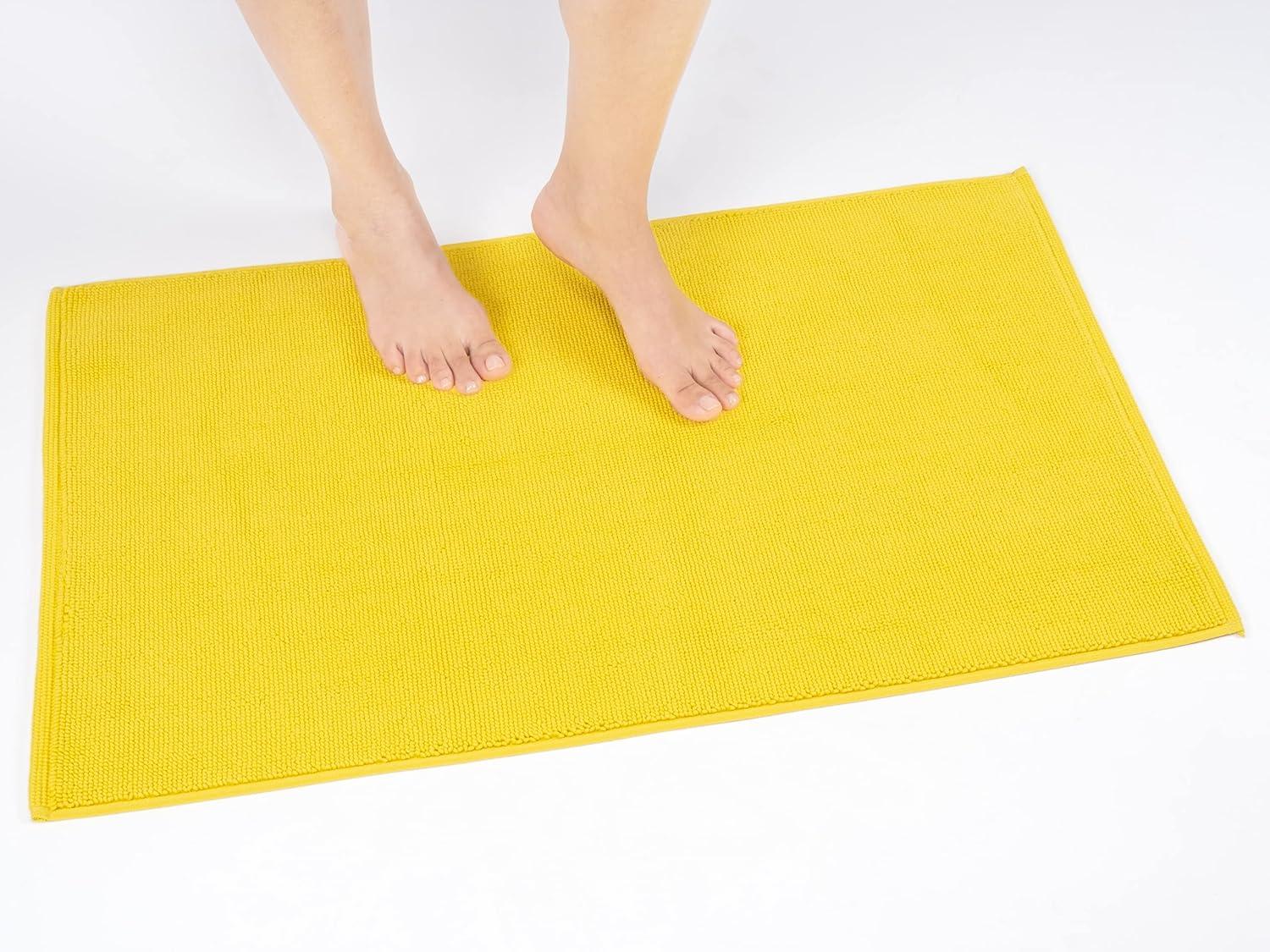 American Soft Linen 100% Cotton Bath Mat Rugs, 20x34 inches Slip Resistant Bottom Base Bath Mats for Bathroom, Yellow
