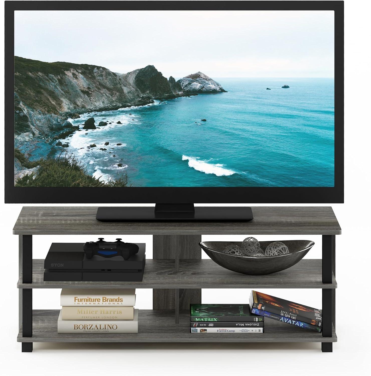 Sully 3-Tier TV Stand for TV up to 50, French Oak Grey/Black, 17077GYW/BK