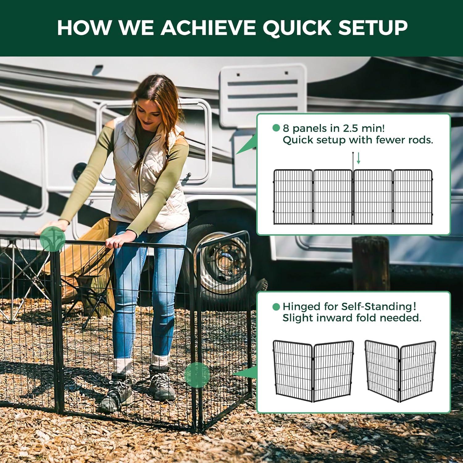 FXW Rollick Dog Playpen Outdoor, 16 Panels 40" Height Dog Fence Exercise Pen with Doors for Large/Medium/Small Dogs, Pet Puppy Playpen for RV, Camping, Yard