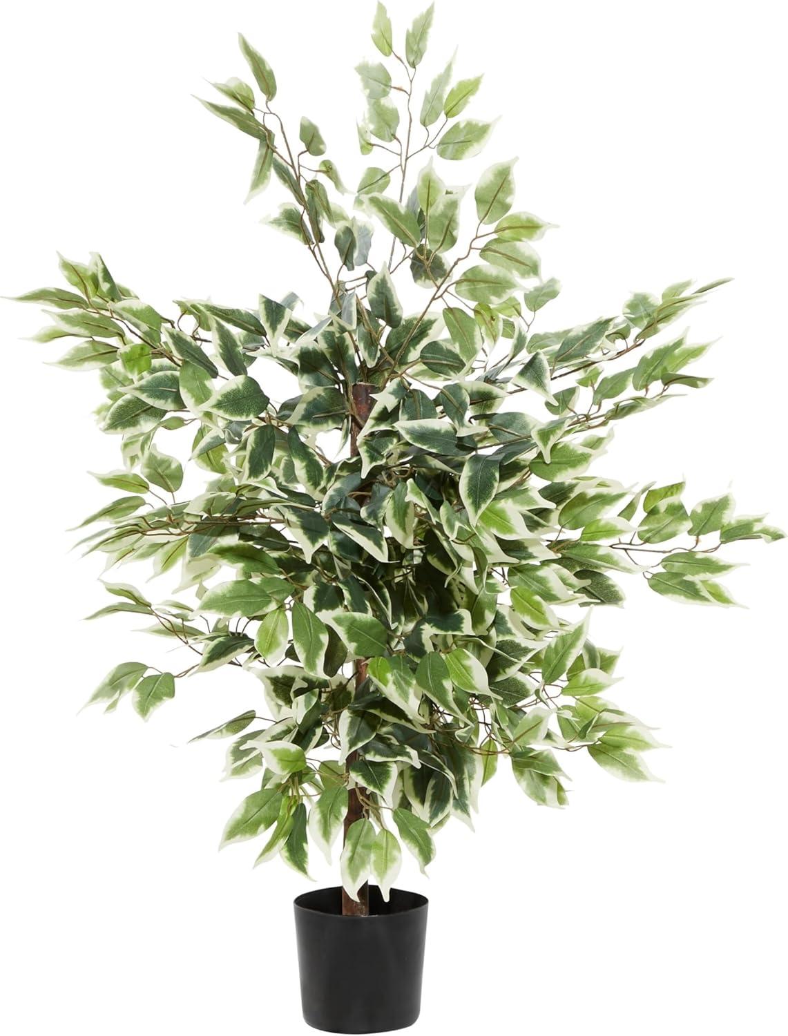 DecMode 73" Artificial Ficus Tree in Realistic Leaves and Black Plastic Pot