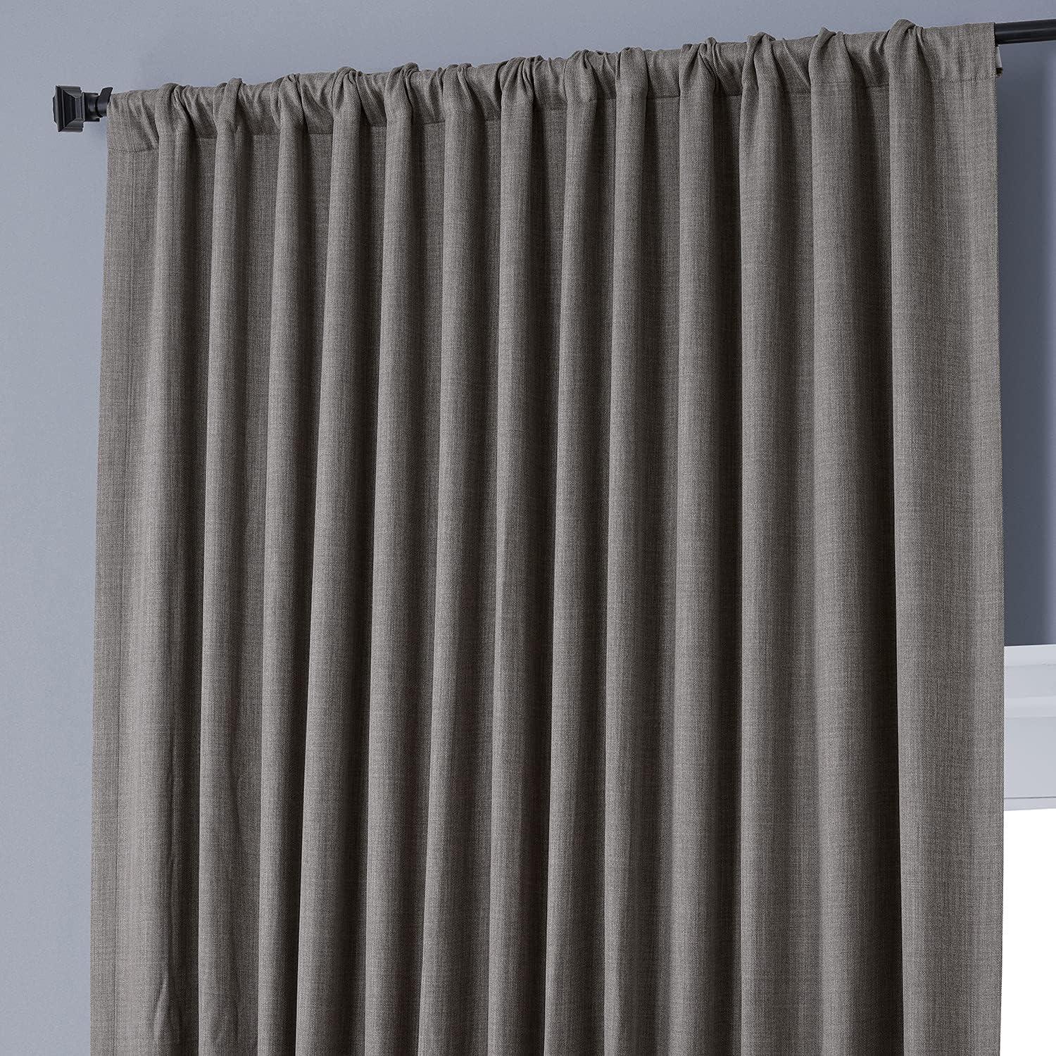 Mink Faux Linen Blackout Curtains 100"W x 120"L