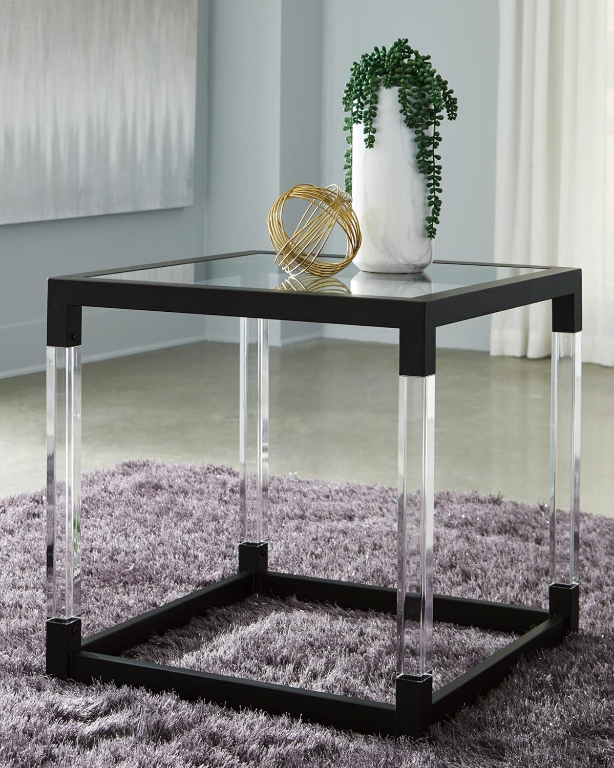 Signature Design by Ashley Contemporary Nallynx End Table  Metallic Gray