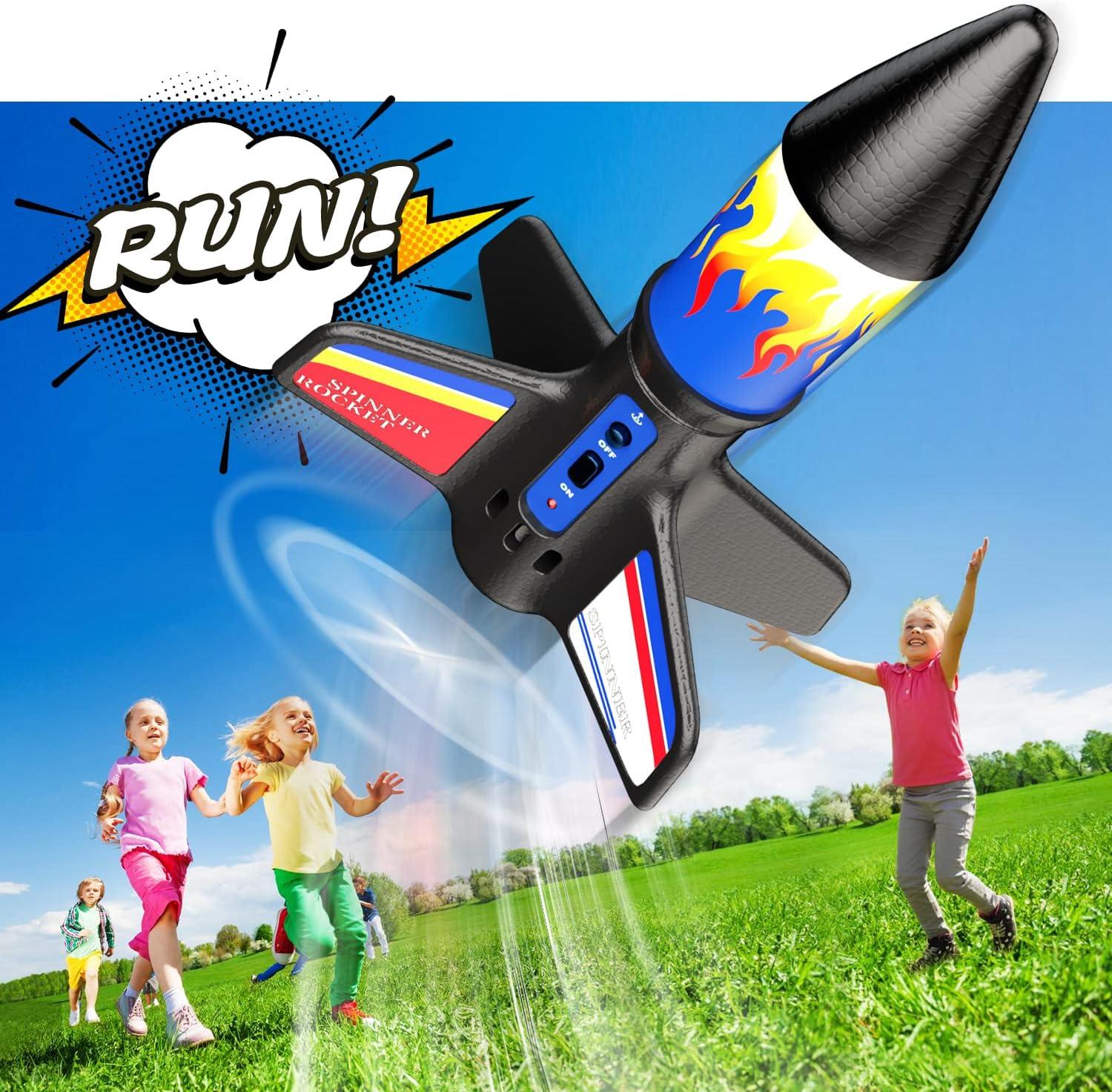 JEEXI Original Rocket Launcher for Kids - Outdoor Toys Electric Flying Motorized Rocket with Parachute Safely Land, STEM Spaceship Launch up to 200 ft Birthday Gifts for Boys