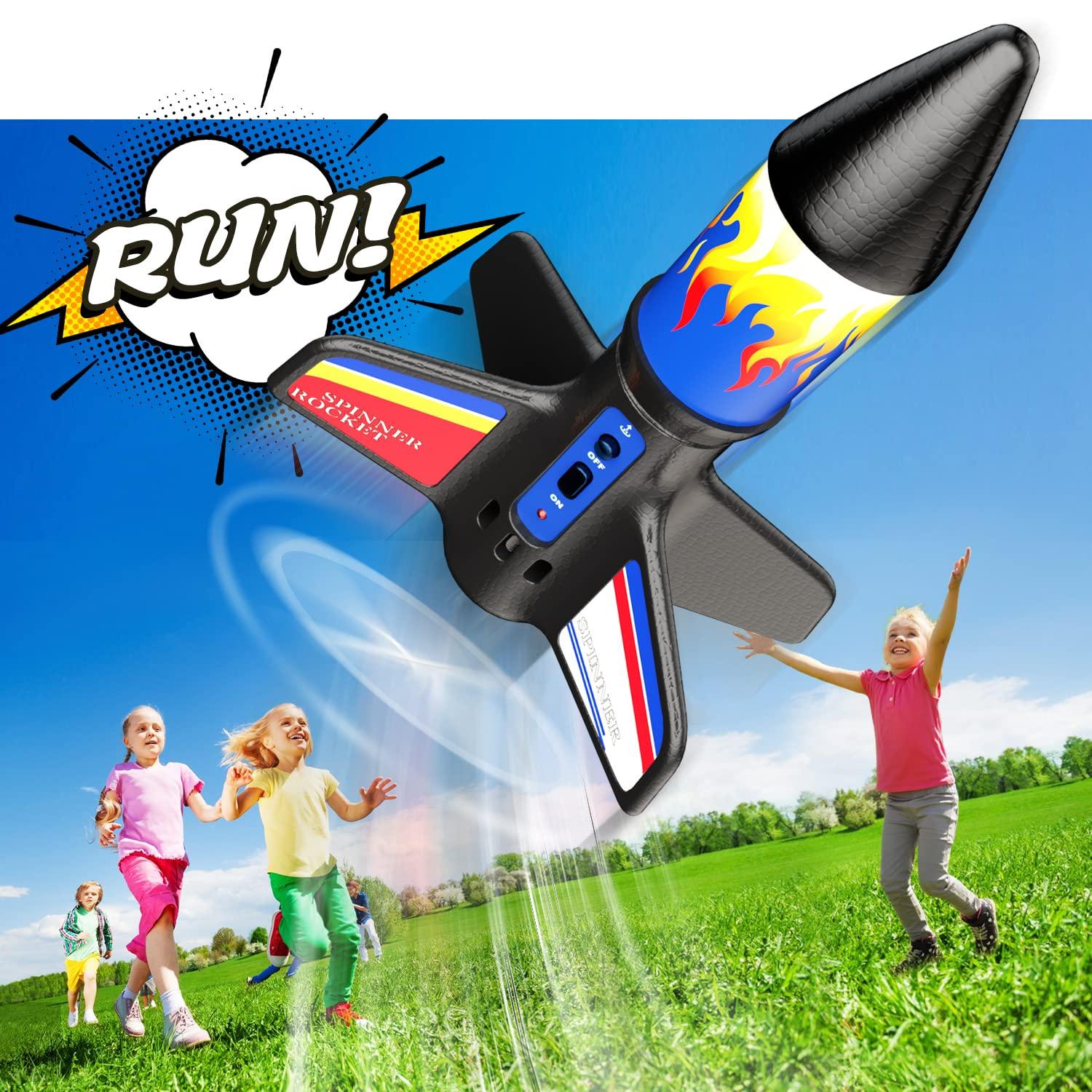 JEEXI Original Rocket Launcher for Kids - Outdoor Toys Electric Flying Motorized Rocket with Parachute Safely Land, STEM Spaceship Launch up to 200 ft Birthday Gifts for Boys