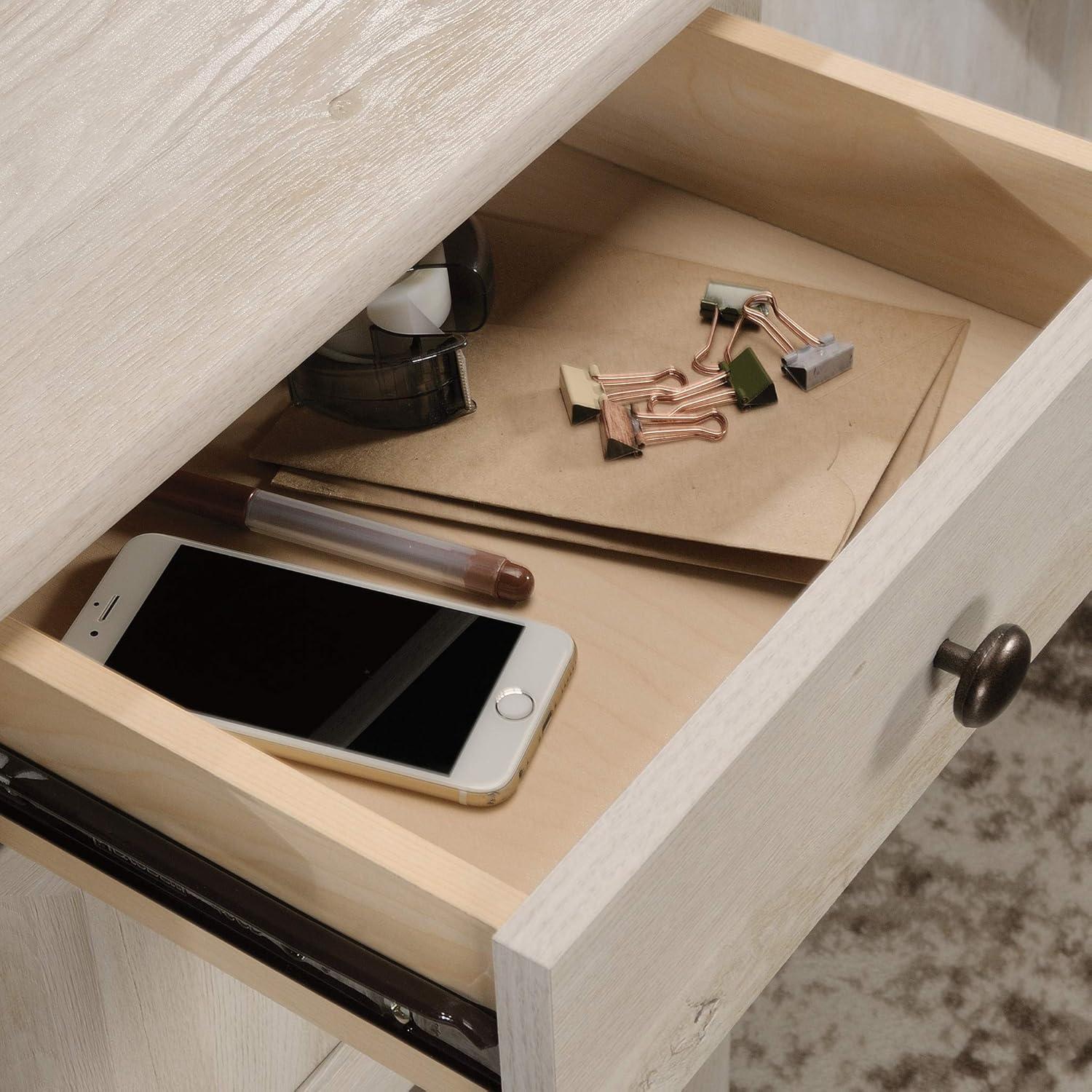 Sauder Edge Water Engineered Wood L-Shaped Desk in Chalked Chestnut