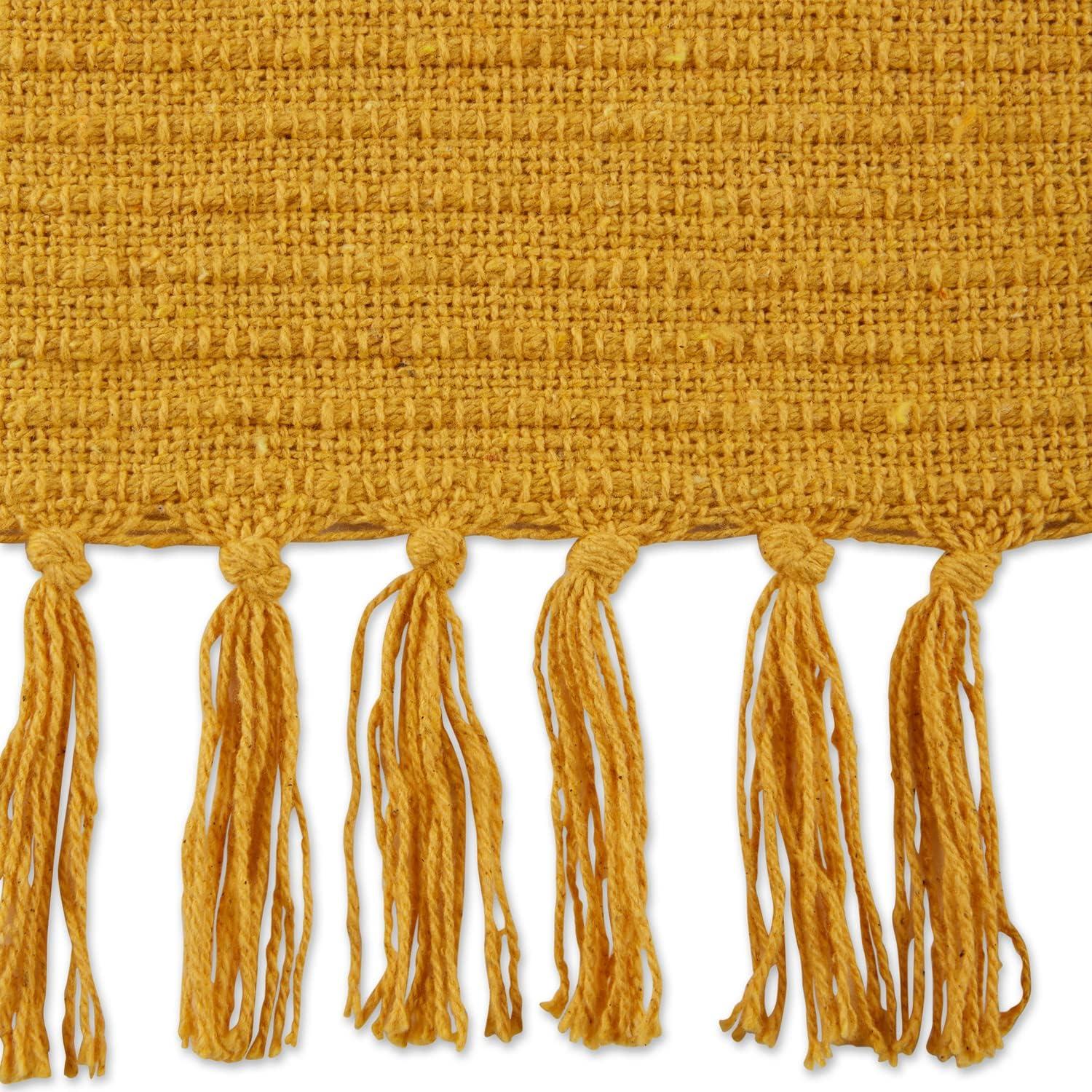 Honey Gold Ribbed Cotton Throw Blanket with Fringe, 50x60