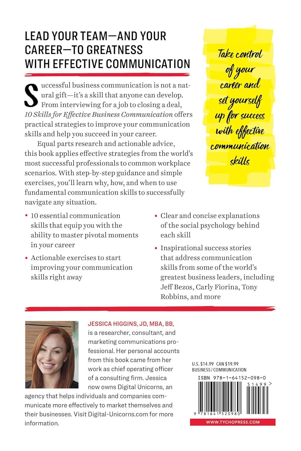 10 Skills for Effective Business Communication - by  Jessica Higgins (Paperback)