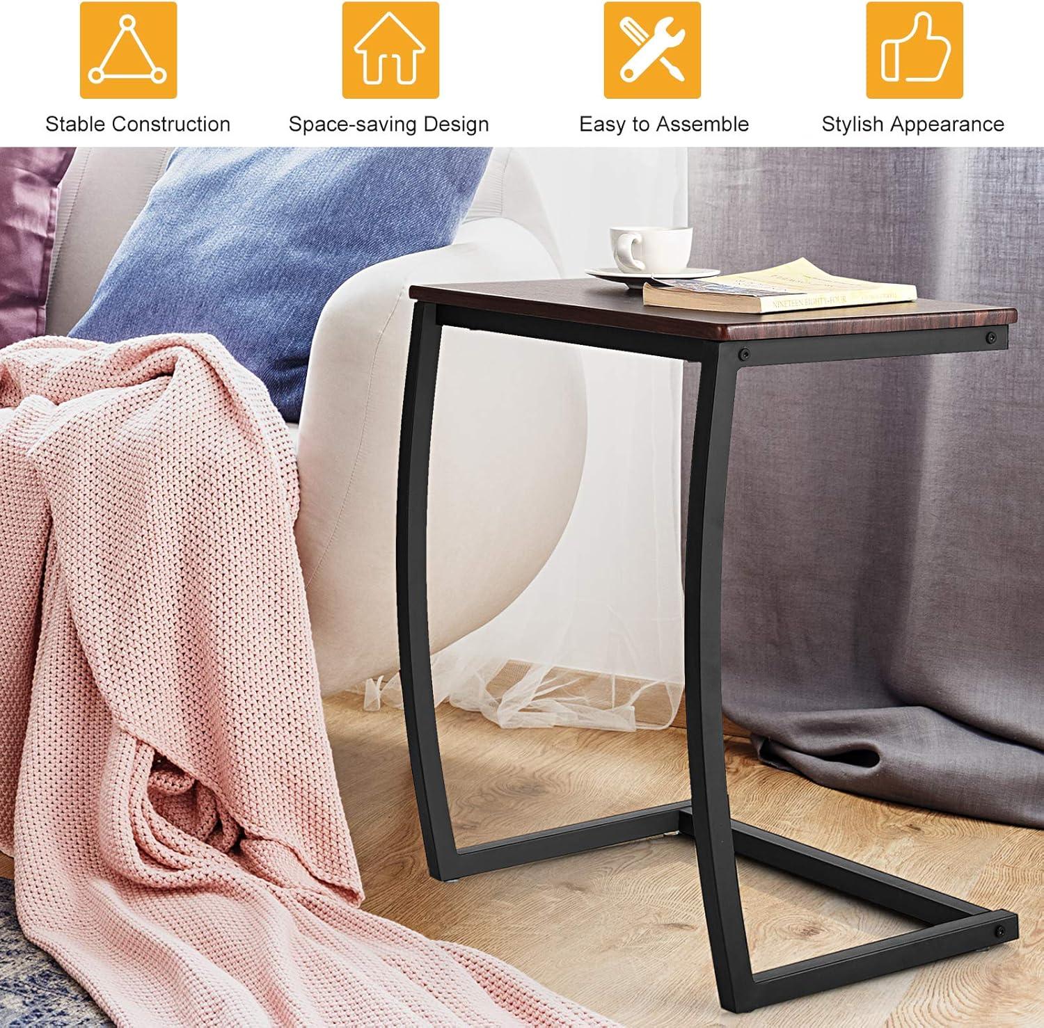 Canddidliike Steel Frame C-shaped Sofa Side End Table-Coffee, End Table for Bedroom Living Room